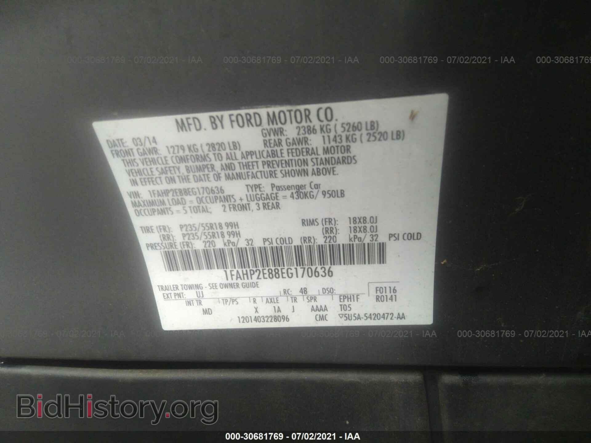 2014 FORD TAURUS - VIN: 1FAHP2E88EG170636 - Photo 9