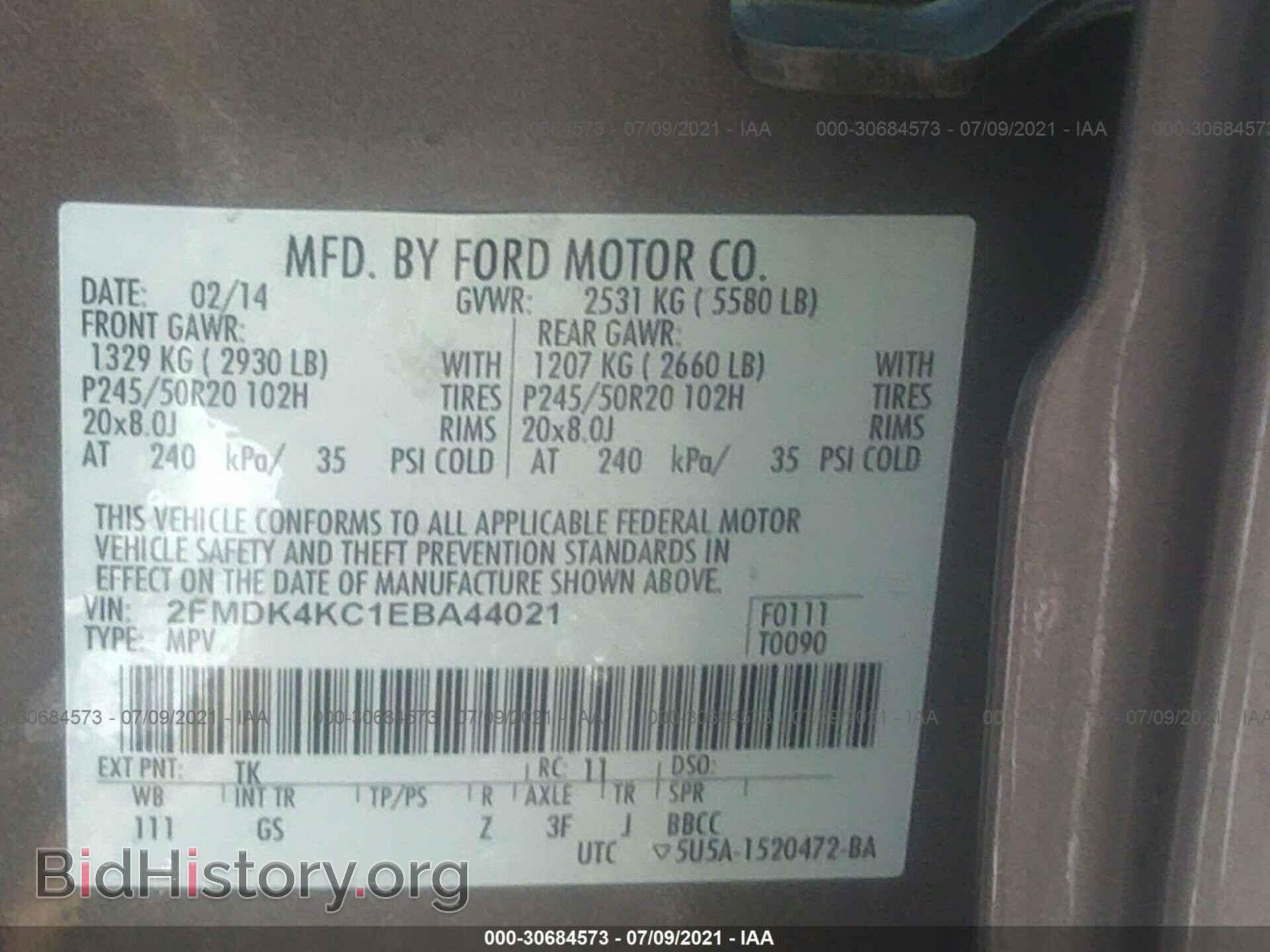 2014 FORD EDGE - VIN: 2FMDK4KC1EBA44021 - Photo 9