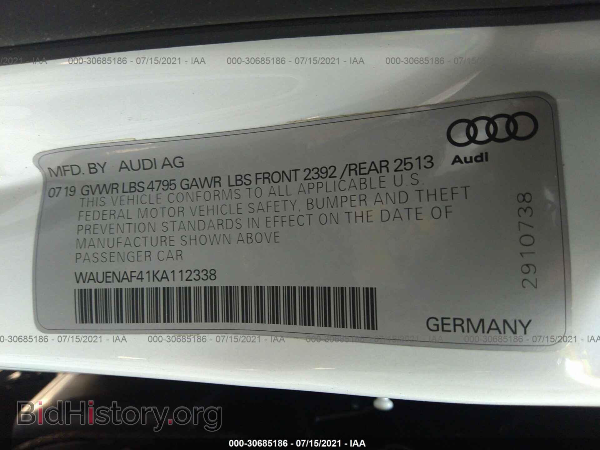 2019 AUDI A4 - VIN: WAUENAF41KA112338 - Фото 9