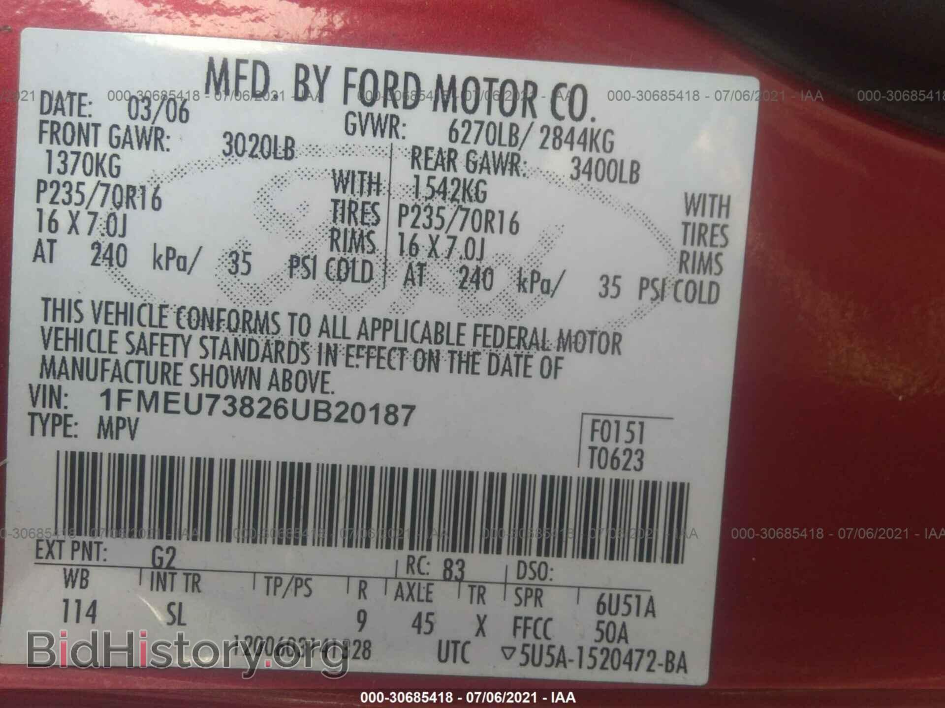 2006 FORD EXPLORER - VIN: 1FMEU73826UB20187 - Фото 9