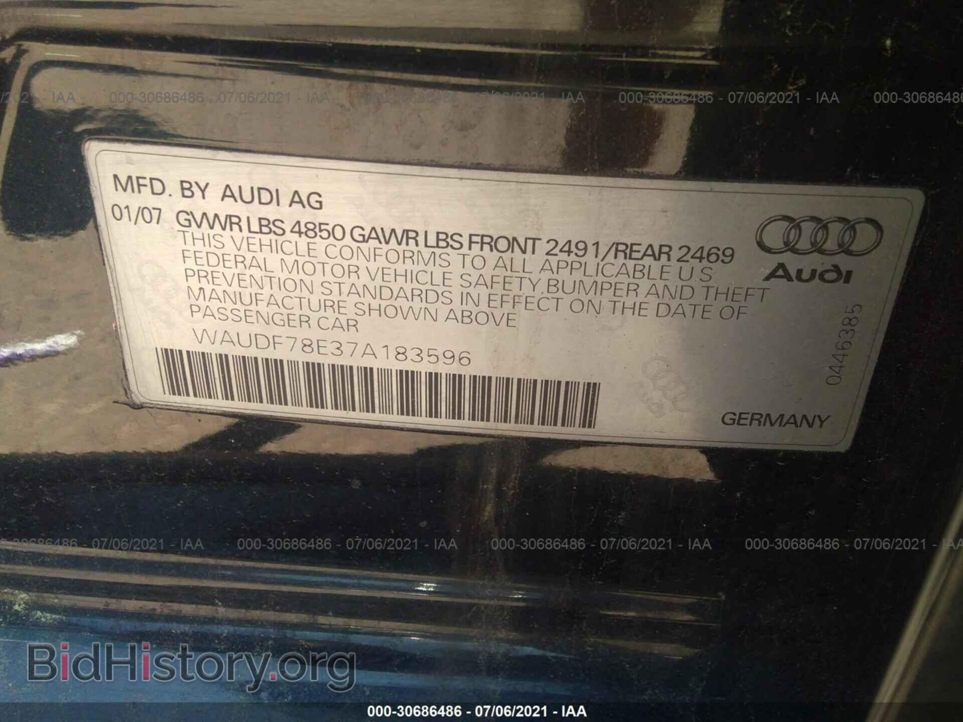 2007 AUDI A4 - VIN: WAUDF78E37A183596 - Photo 9