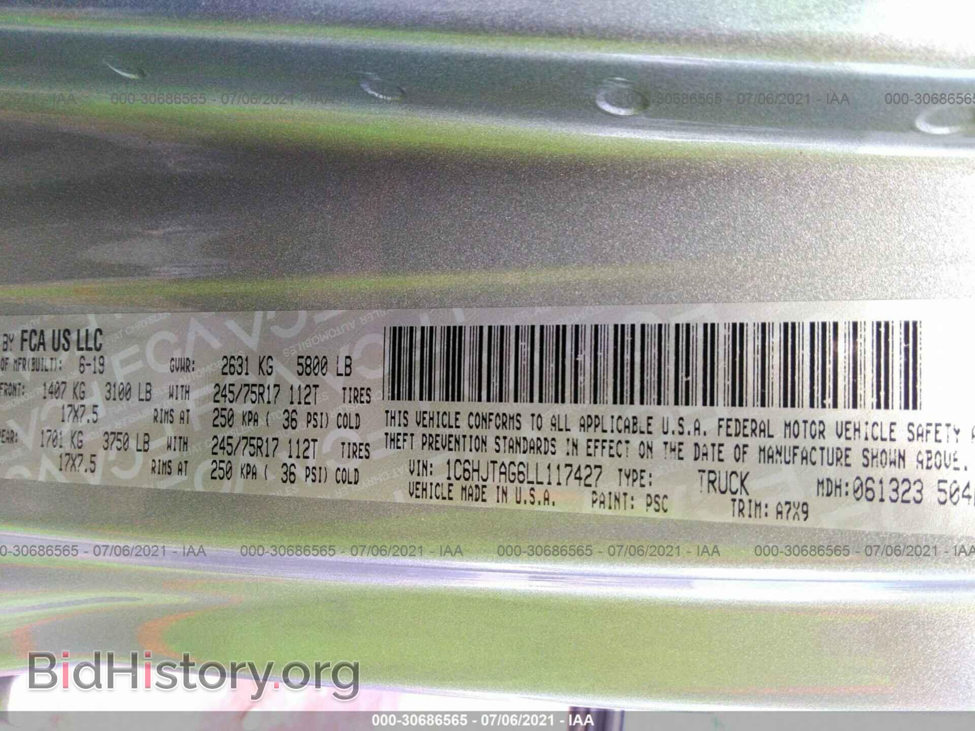 2020 JEEP GLADIATOR - VIN: 1C6HJTAG6LL117427 - Фото 9