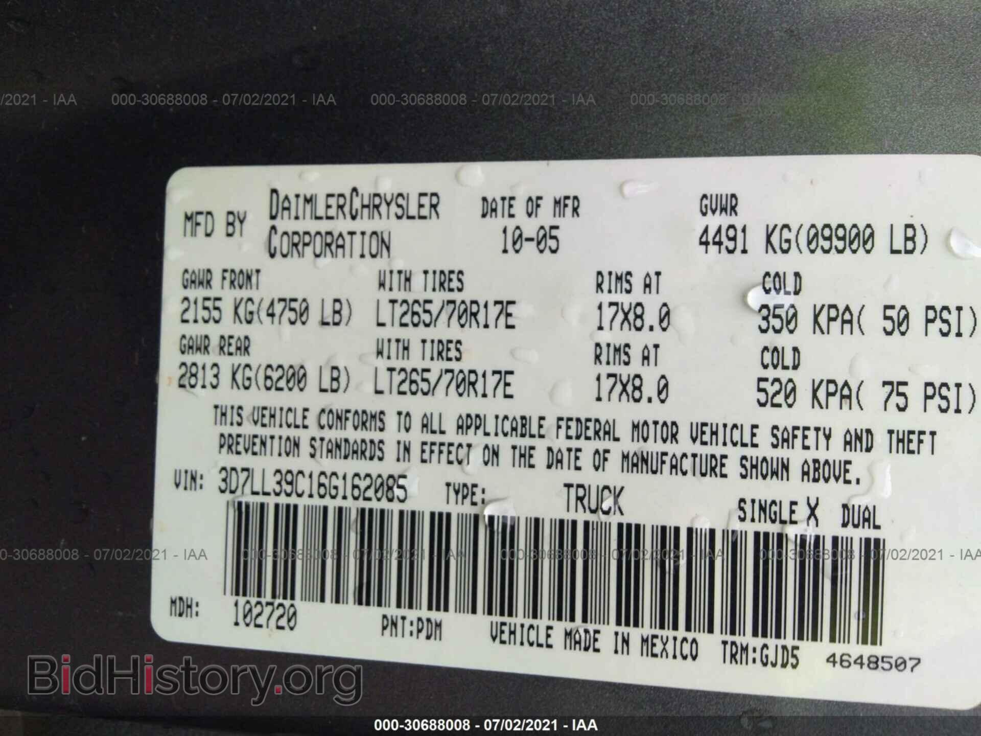 2006 DODGE RAM 3500 - VIN: 3D7LL39C16G162085 - Фото 9