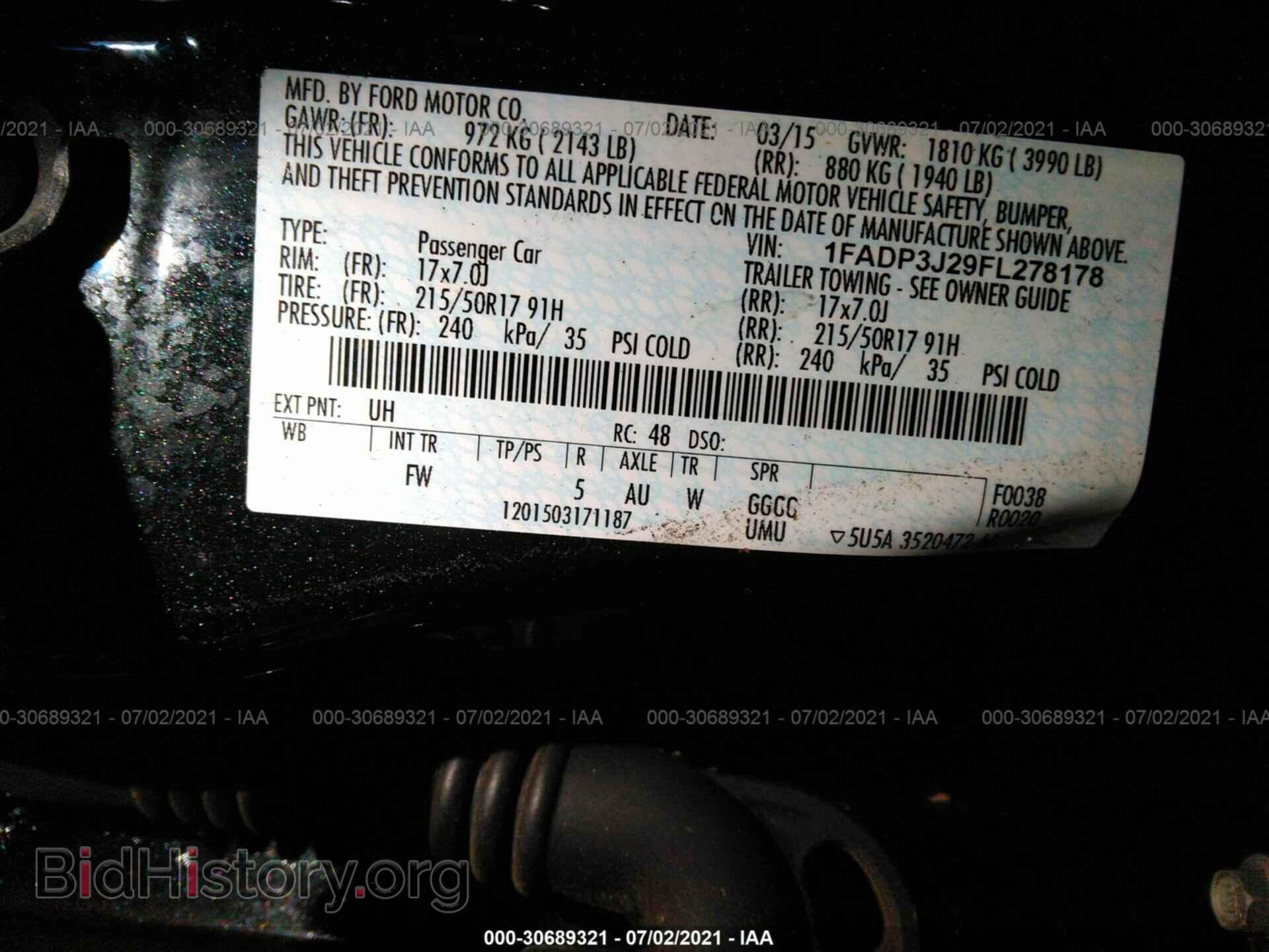 2015 FORD FOCUS - VIN: 1FADP3J29FL278178 - Фото 9
