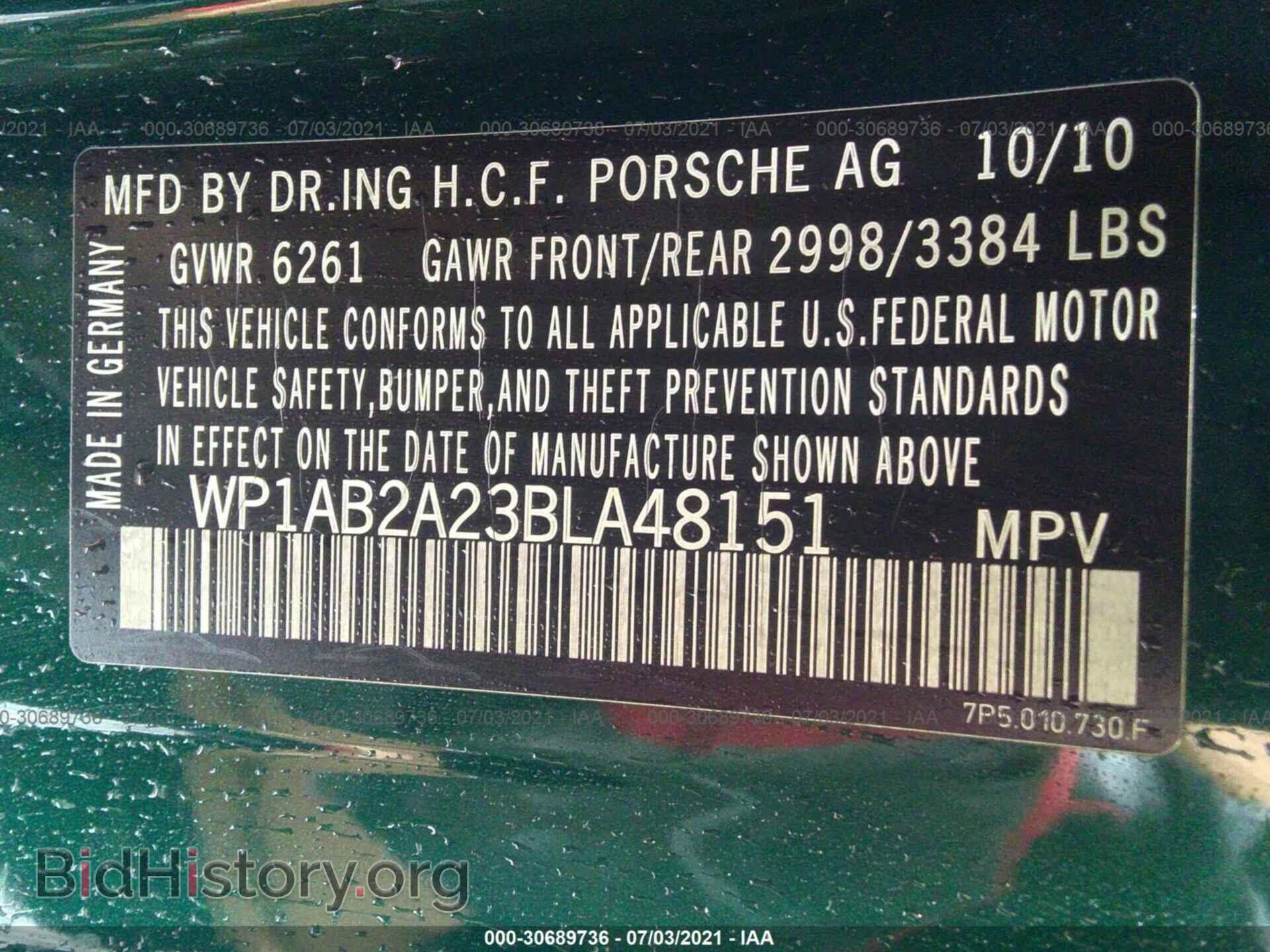 2011 PORSCHE CAYENNE - VIN: WP1AB2A23BLA48151 - Фото 9