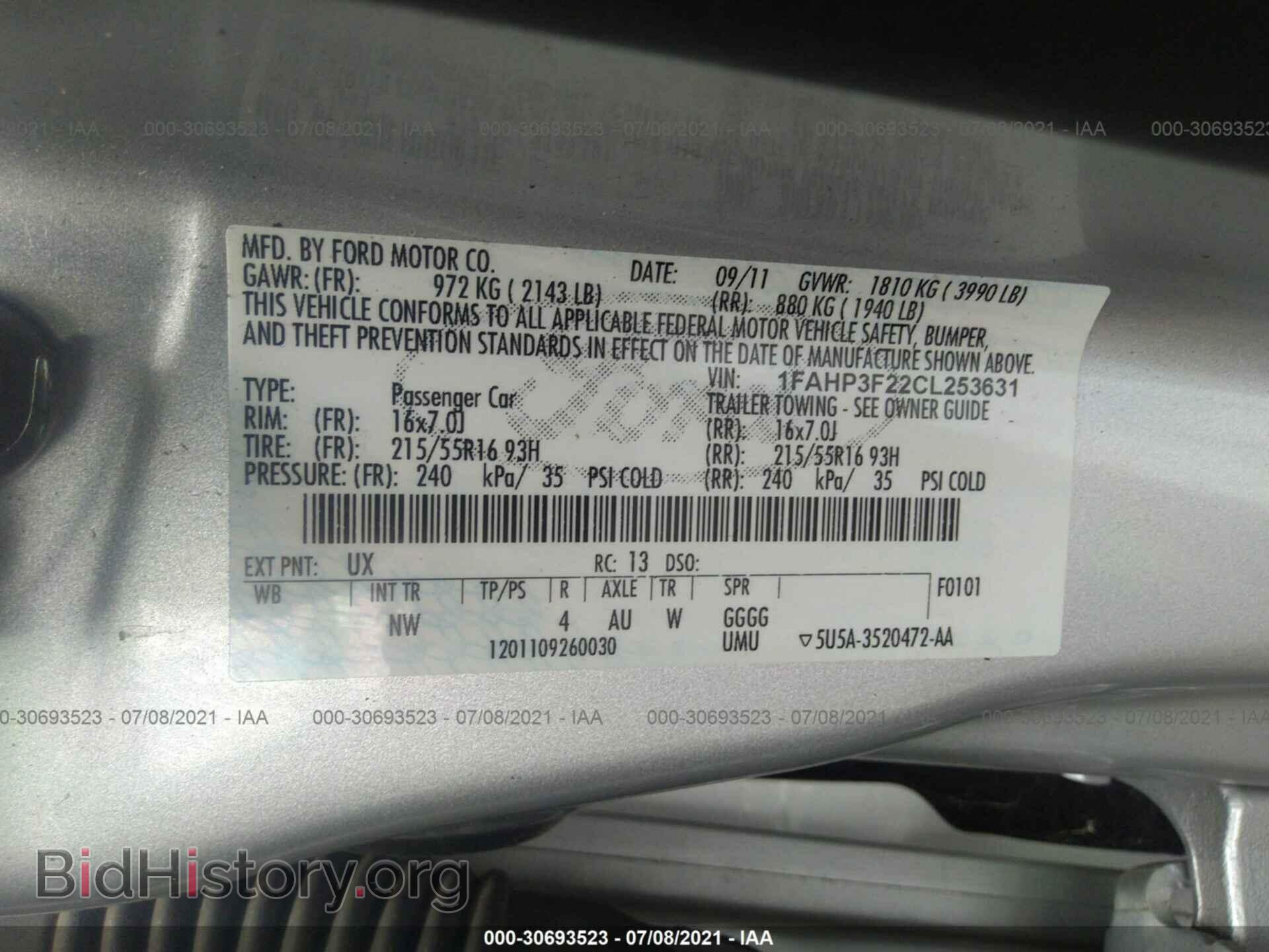 2012 FORD FOCUS - VIN: 1FAHP3F22CL253631 - Фото 9