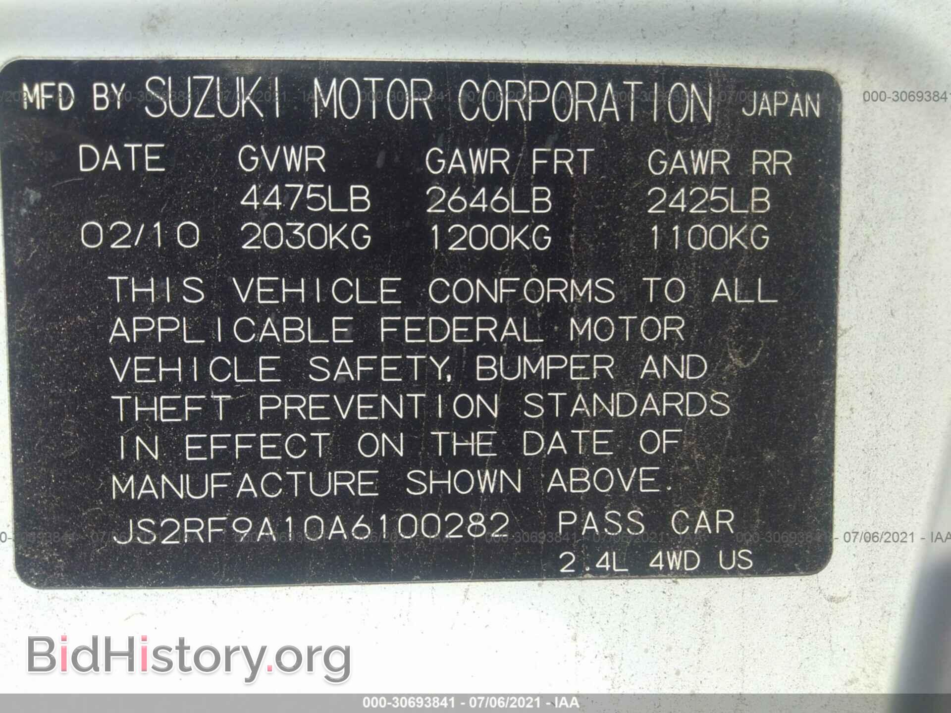 2010 SUZUKI KIZASHI - VIN: JS2RF9A10A6100282 - Фото 9