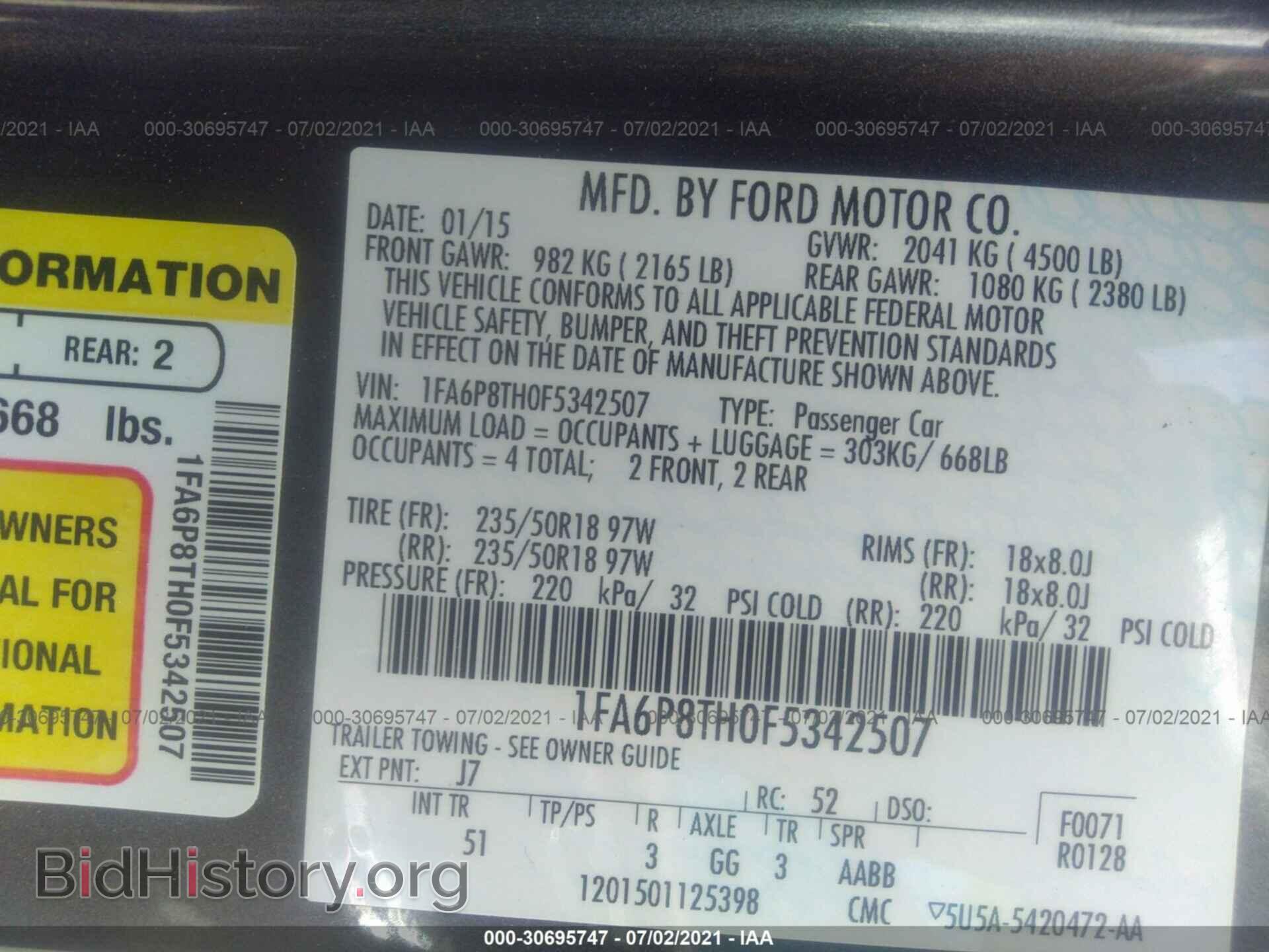 2015 FORD MUSTANG - VIN: 1FA6P8TH0F5342507 - Фото 9