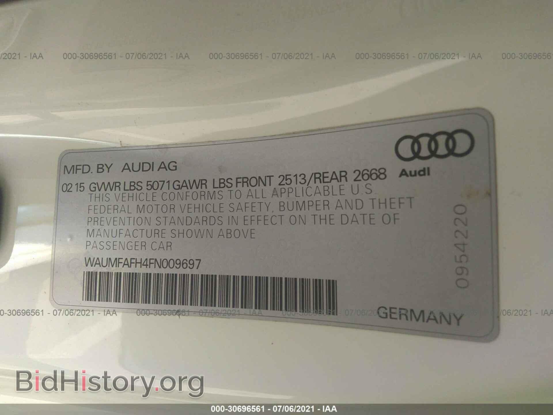 2015 AUDI A5 - VIN: WAUMFAFH4FN009697 - Фото 9