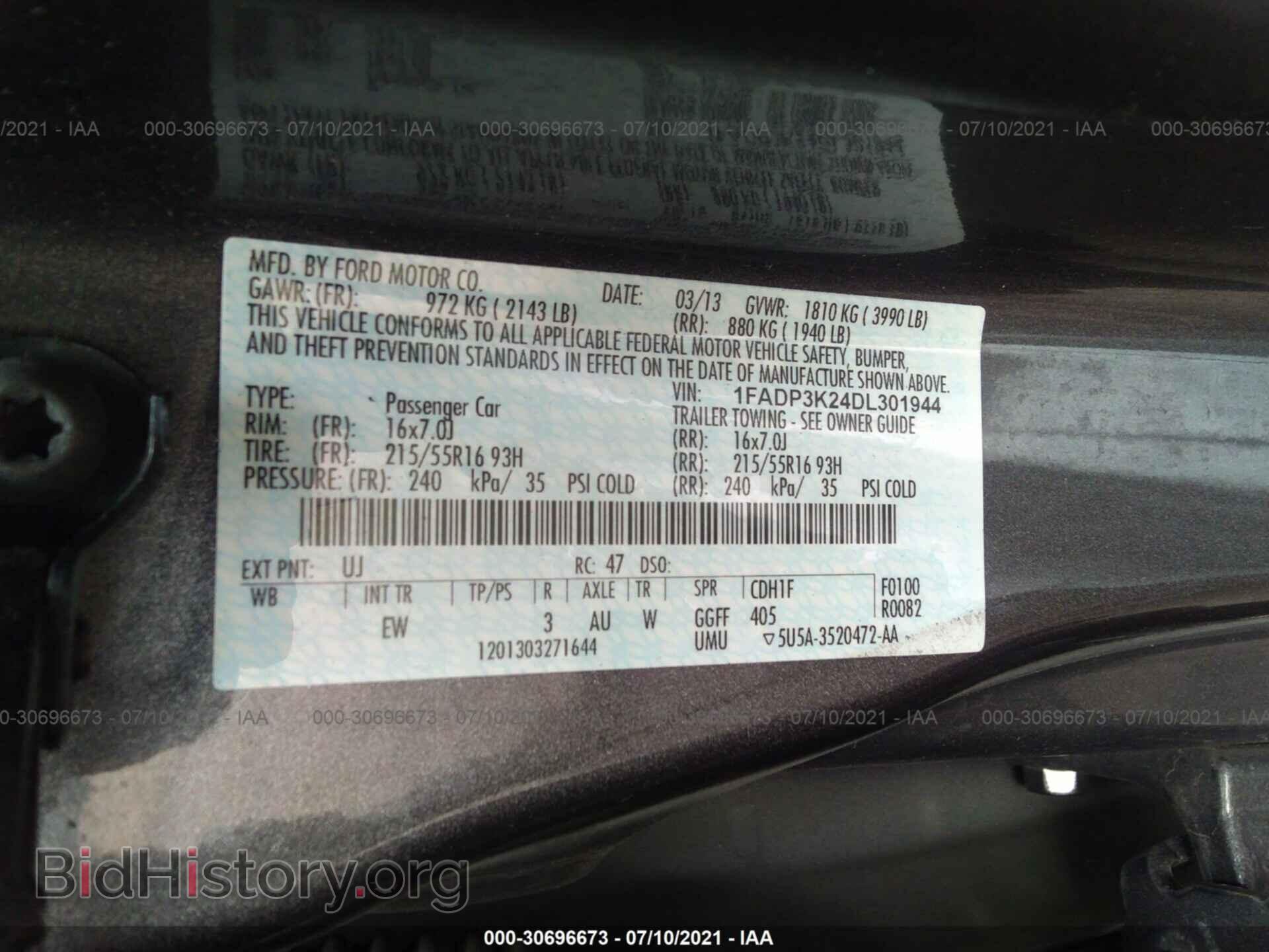 2013 FORD FOCUS - VIN: 1FADP3K24DL301944 - Фото 9
