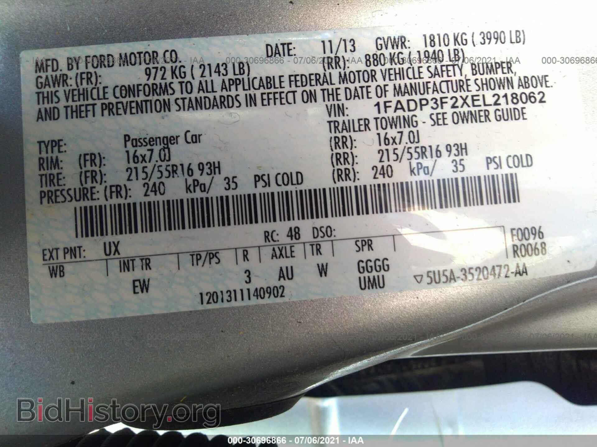 2014 FORD FOCUS - VIN: 1FADP3F2XEL218062 - Фото 9