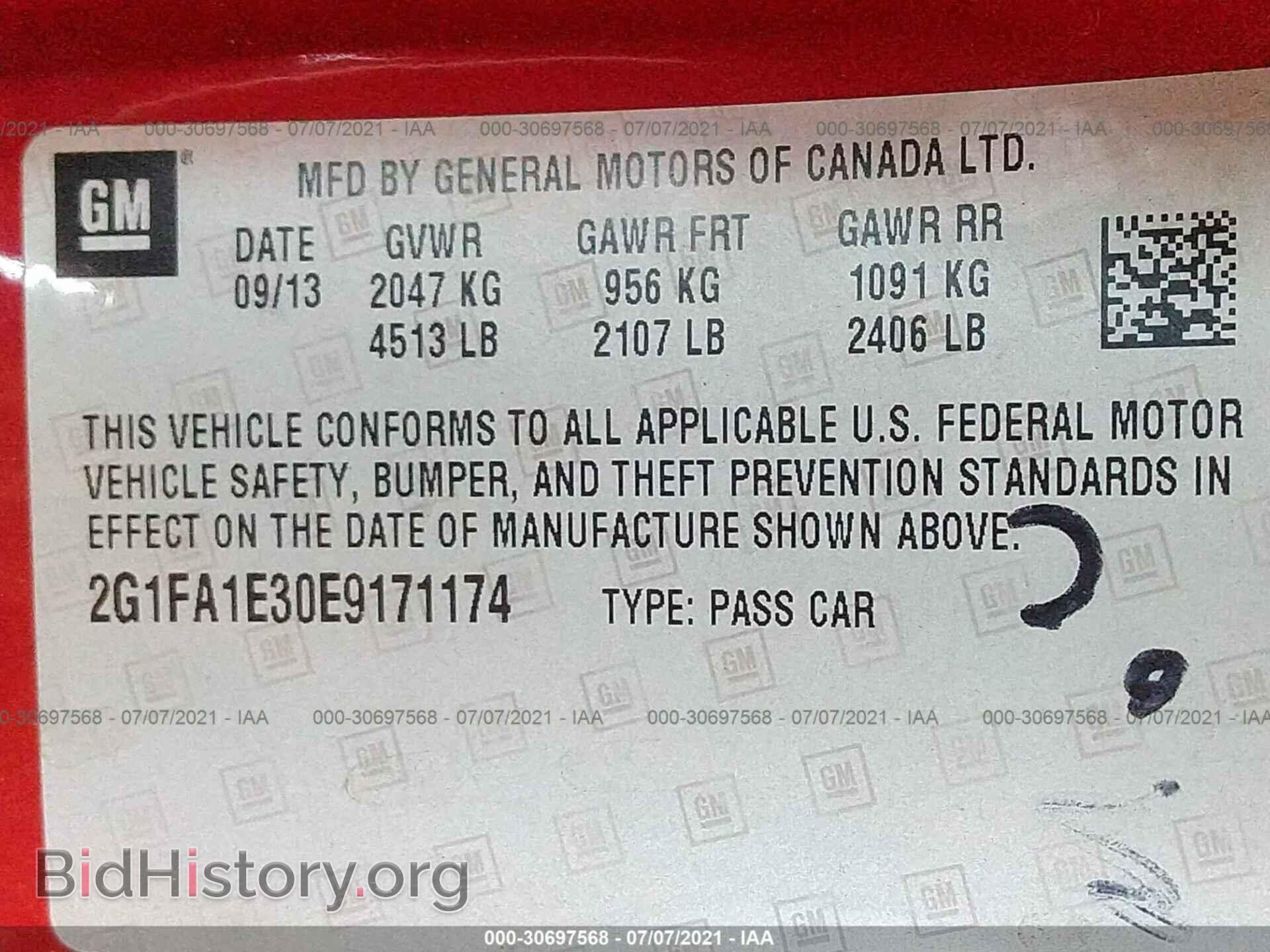 2014 CHEVROLET CAMARO - VIN: 2G1FA1E30E9171174 - Фото 9