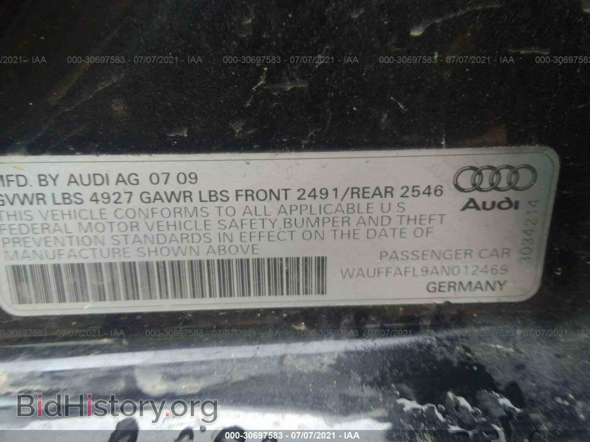 2010 AUDI A4 - VIN: WAUFFAFL9AN012469 - Фото 9