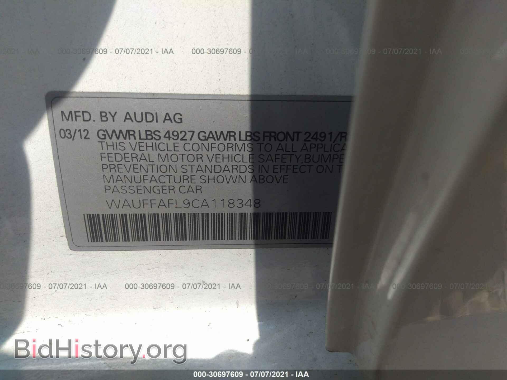 2012 AUDI A4 - VIN: WAUFFAFL9CA118348 - Photo 9