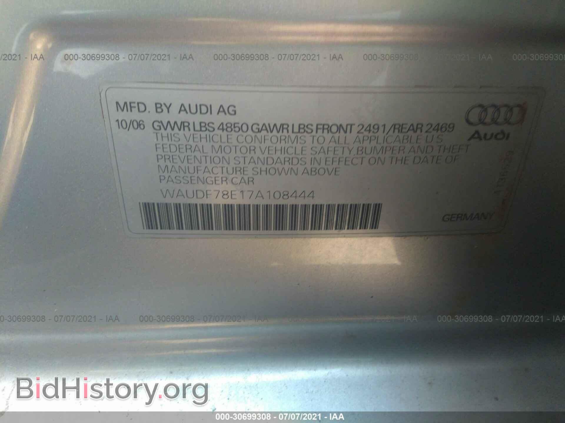 2007 AUDI A4 - VIN: WAUDF78E17A108444 - Photo 9