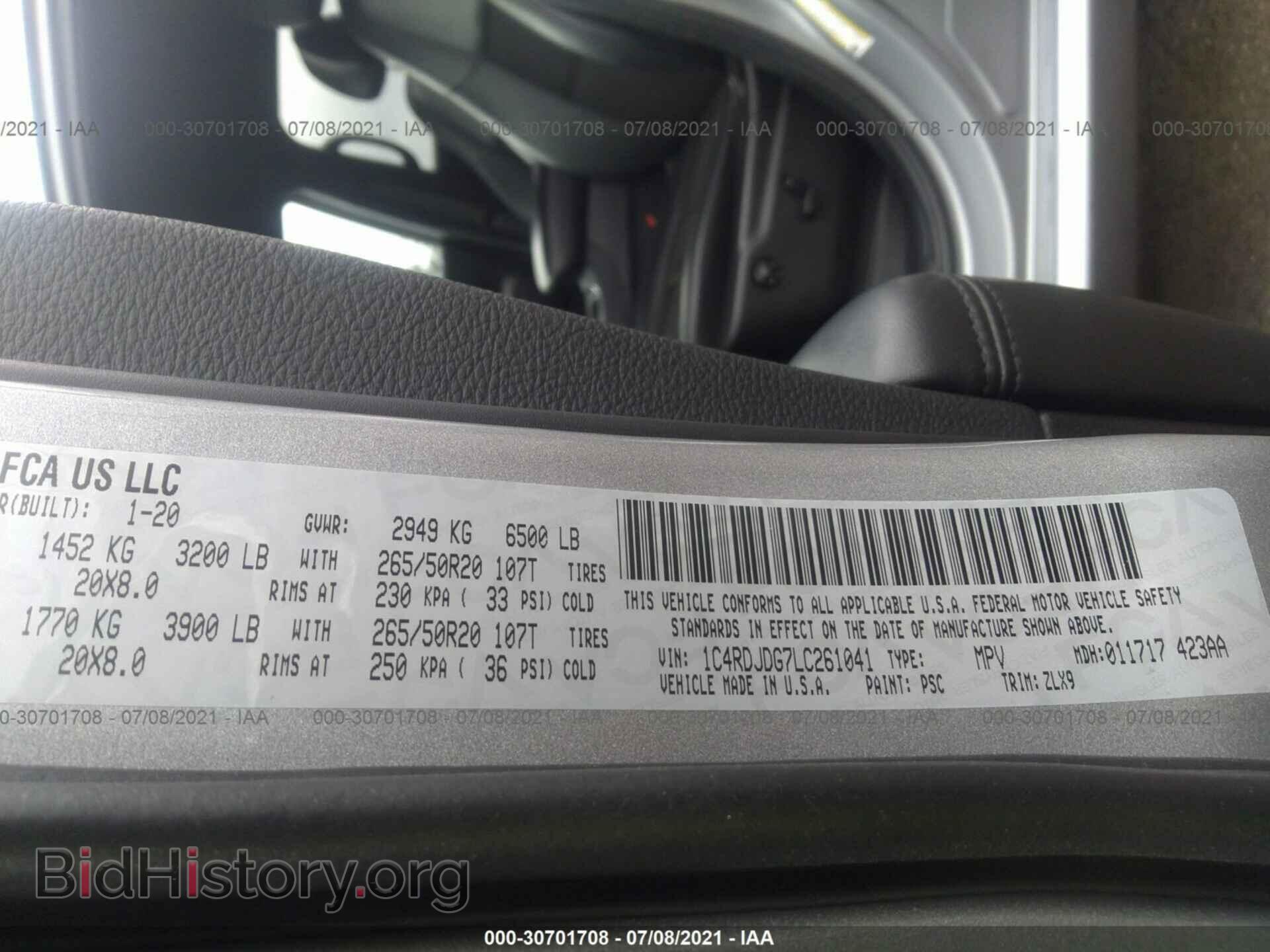 2020 DODGE DURANGO - VIN: 1C4RDJDG7LC261041 - Photo 9