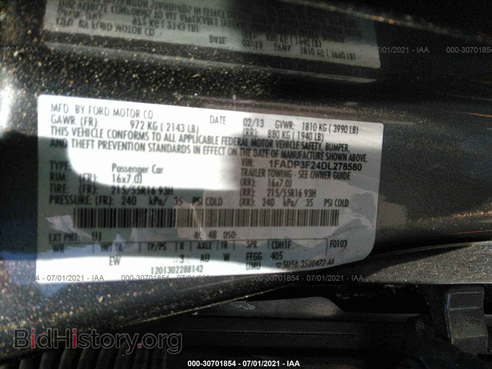 2013 FORD FOCUS - VIN: 1FADP3F24DL278580 - Фото 9