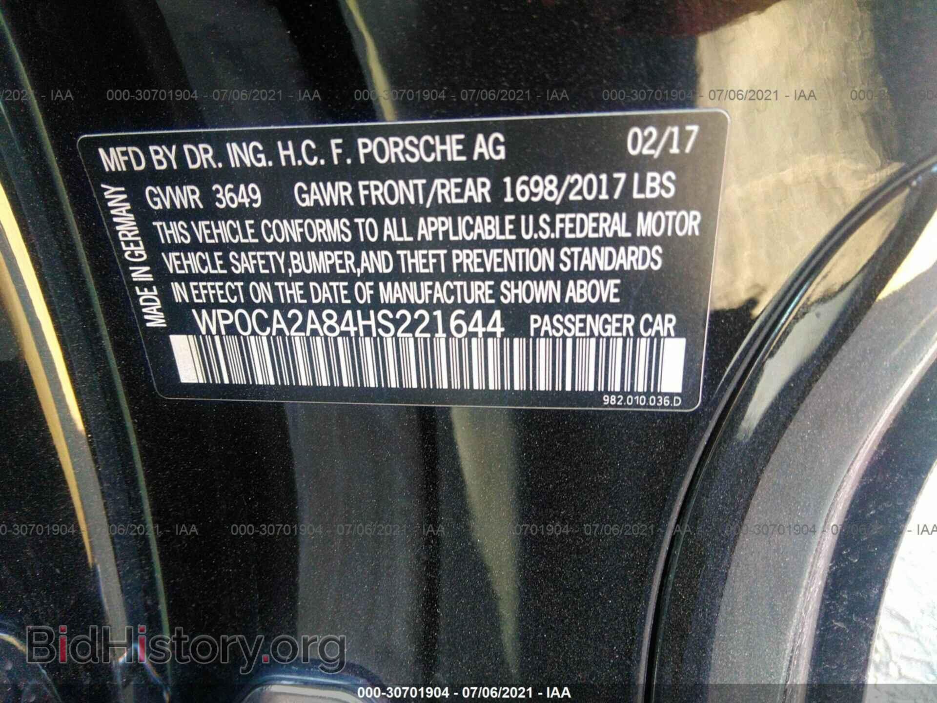 2017 PORSCHE 718 BOXSTER - VIN: WP0CA2A84HS221644 - Фото 9