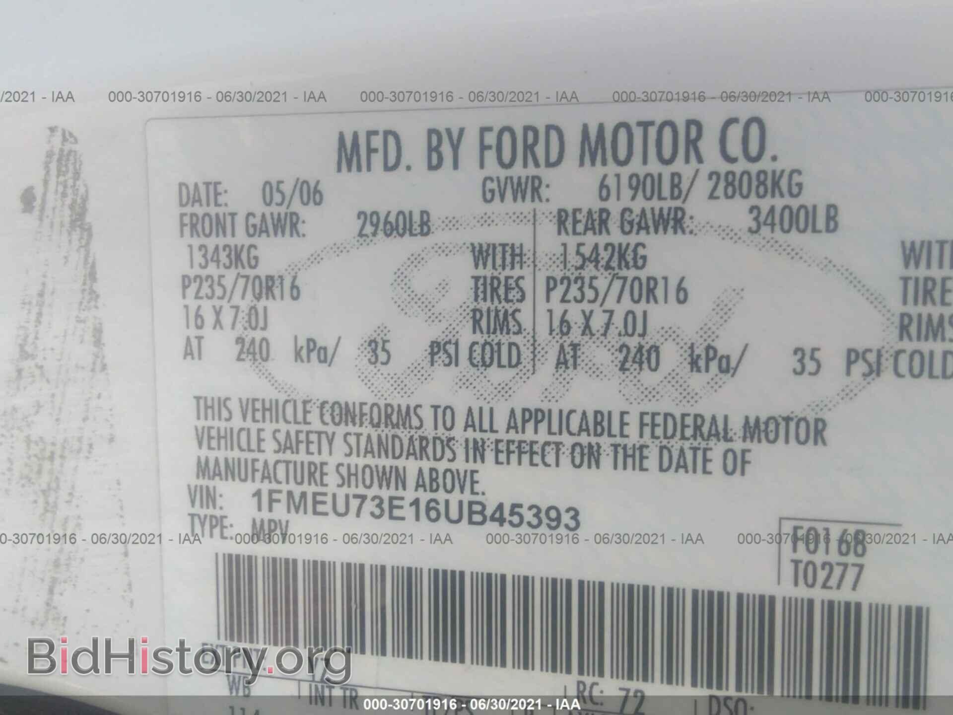 2006 FORD EXPLORER - VIN: 1FMEU73E16UB45393 - Фото 9