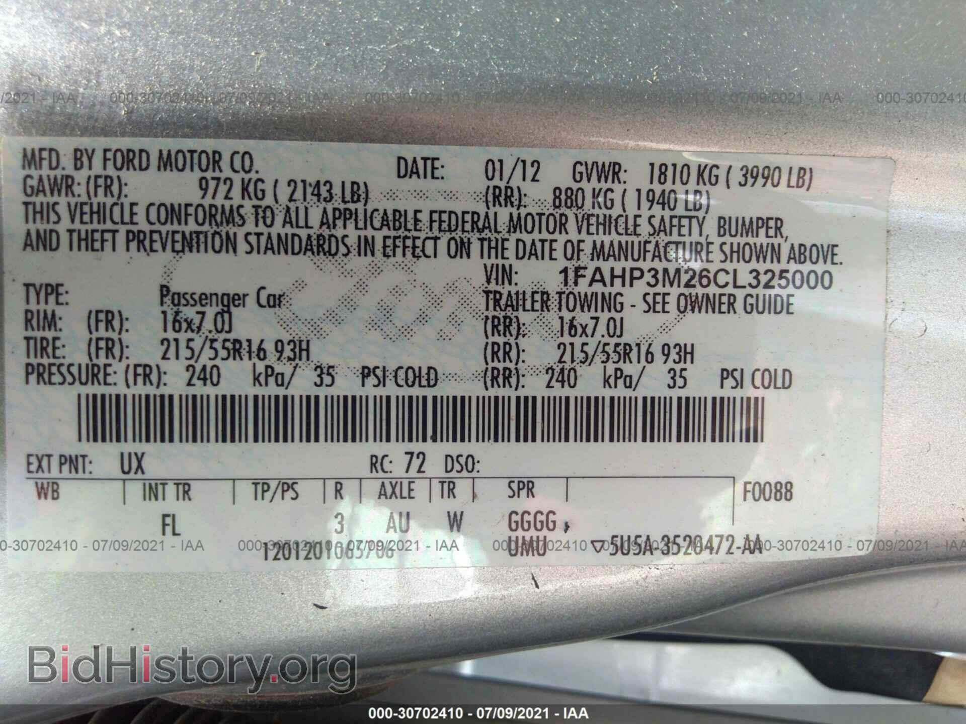 2012 FORD FOCUS - VIN: 1FAHP3M26CL325000 - Фото 9