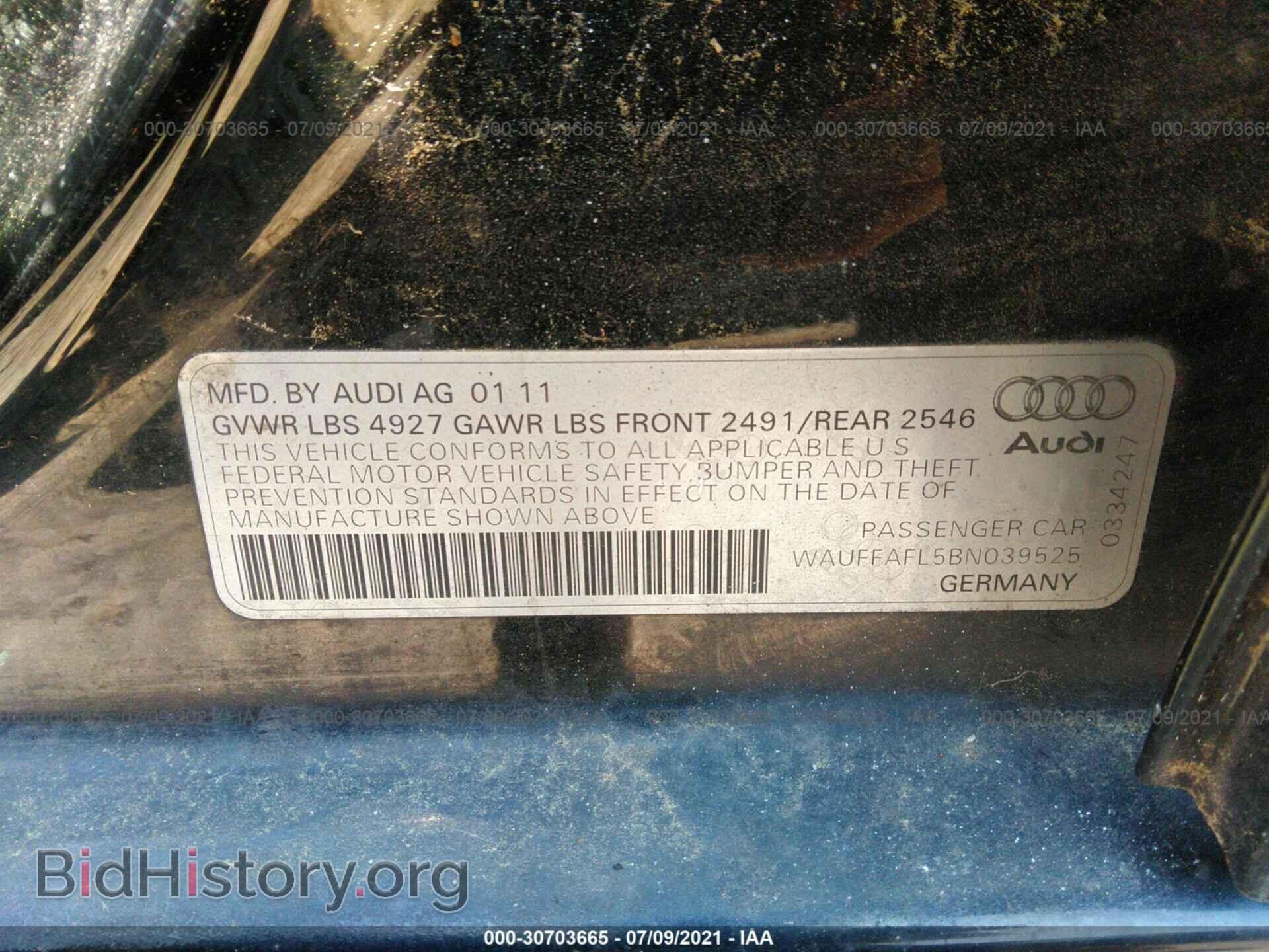 2011 AUDI A4 - VIN: WAUFFAFL5BN039525 - Фото 9