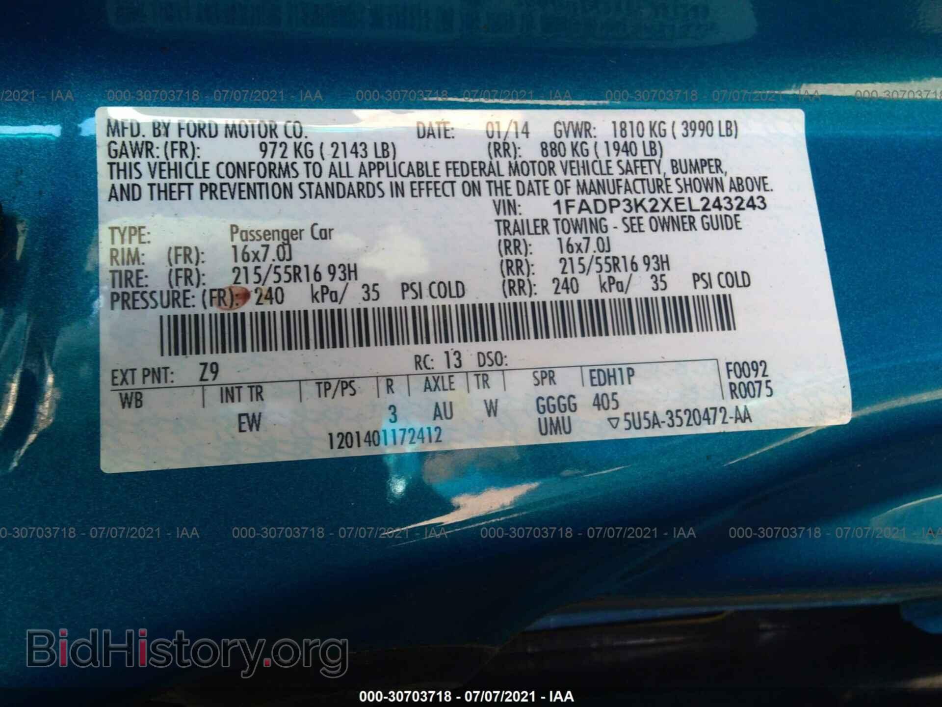 2014 FORD FOCUS - VIN: 1FADP3K2XEL243243 - Фото 9