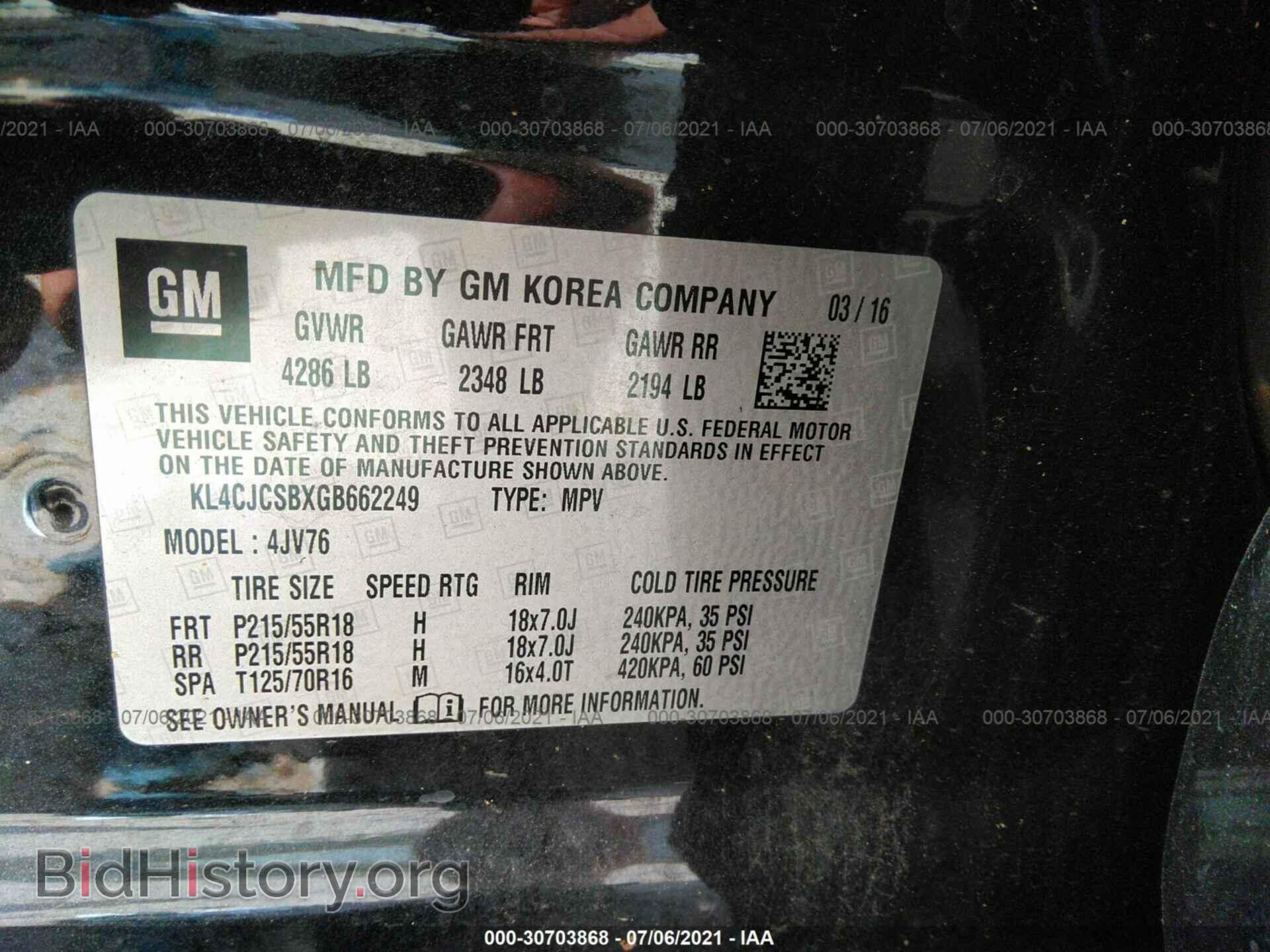 2016 BUICK ENCORE - VIN: KL4CJCSBXGB662249 - Photo 9