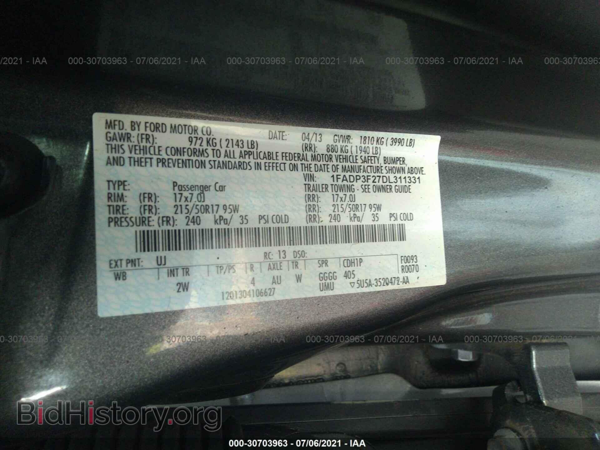 2013 FORD FOCUS - VIN: 1FADP3F27DL311331 - Фото 9