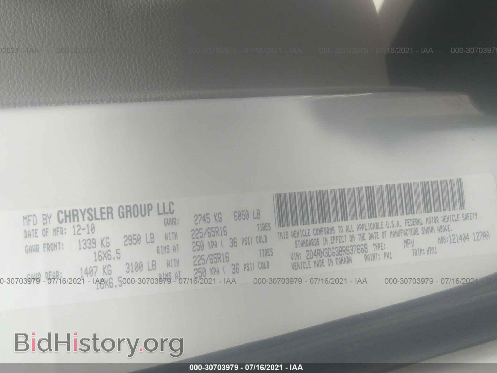 2011 DODGE GRAND CARAVAN - VIN: 2D4RN3DG3BR637669 - Фото 9