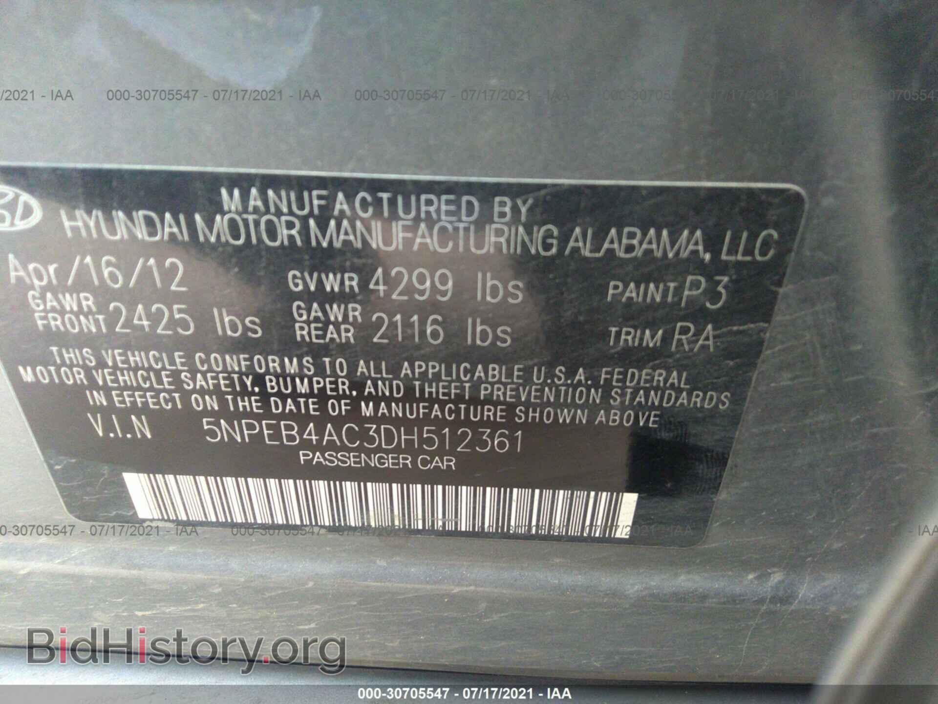 2013 HYUNDAI SONATA - VIN: 5NPEB4AC3DH512361 - Фото 9