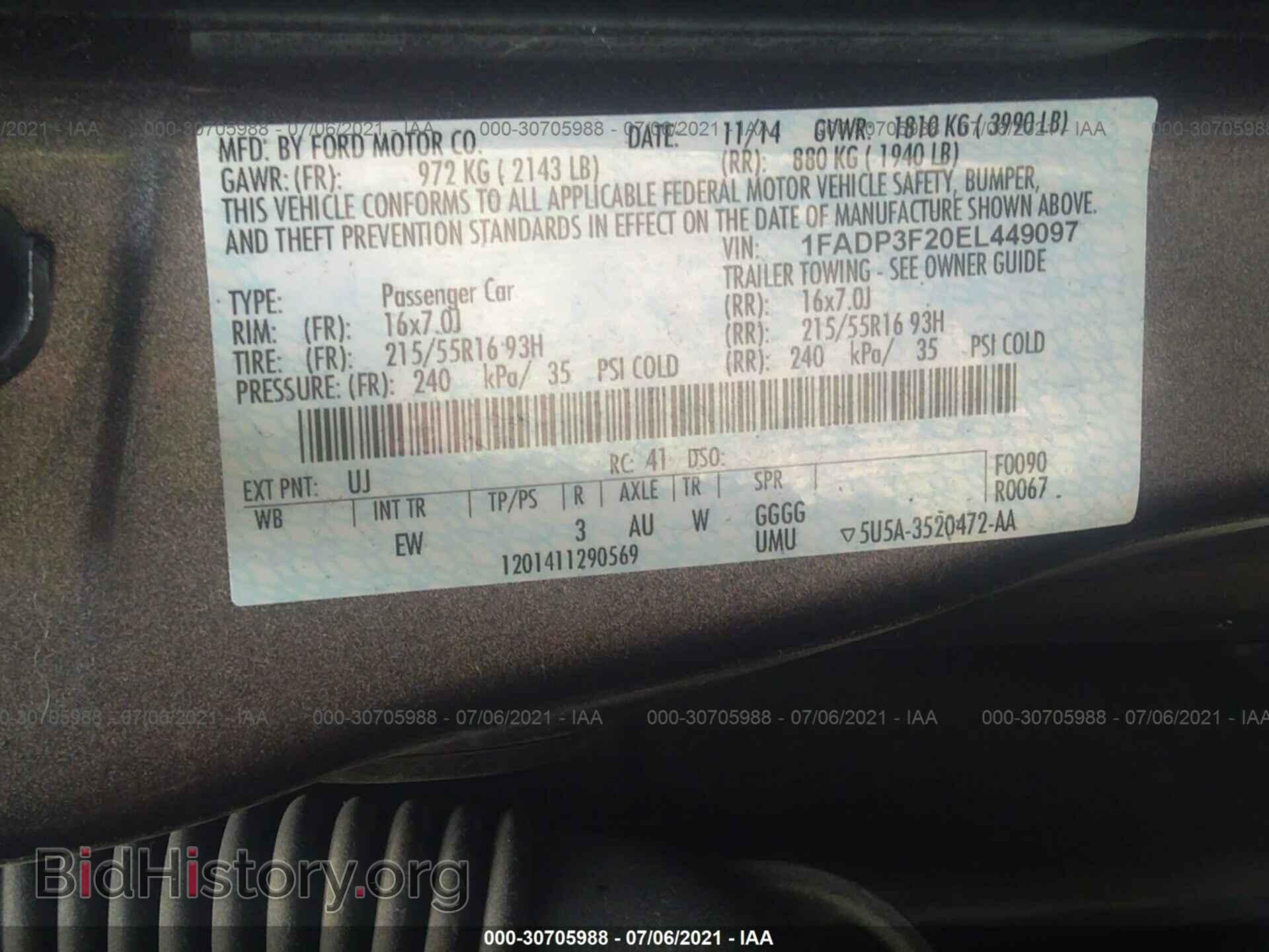 2014 FORD FOCUS - VIN: 1FADP3F20EL449097 - Фото 9
