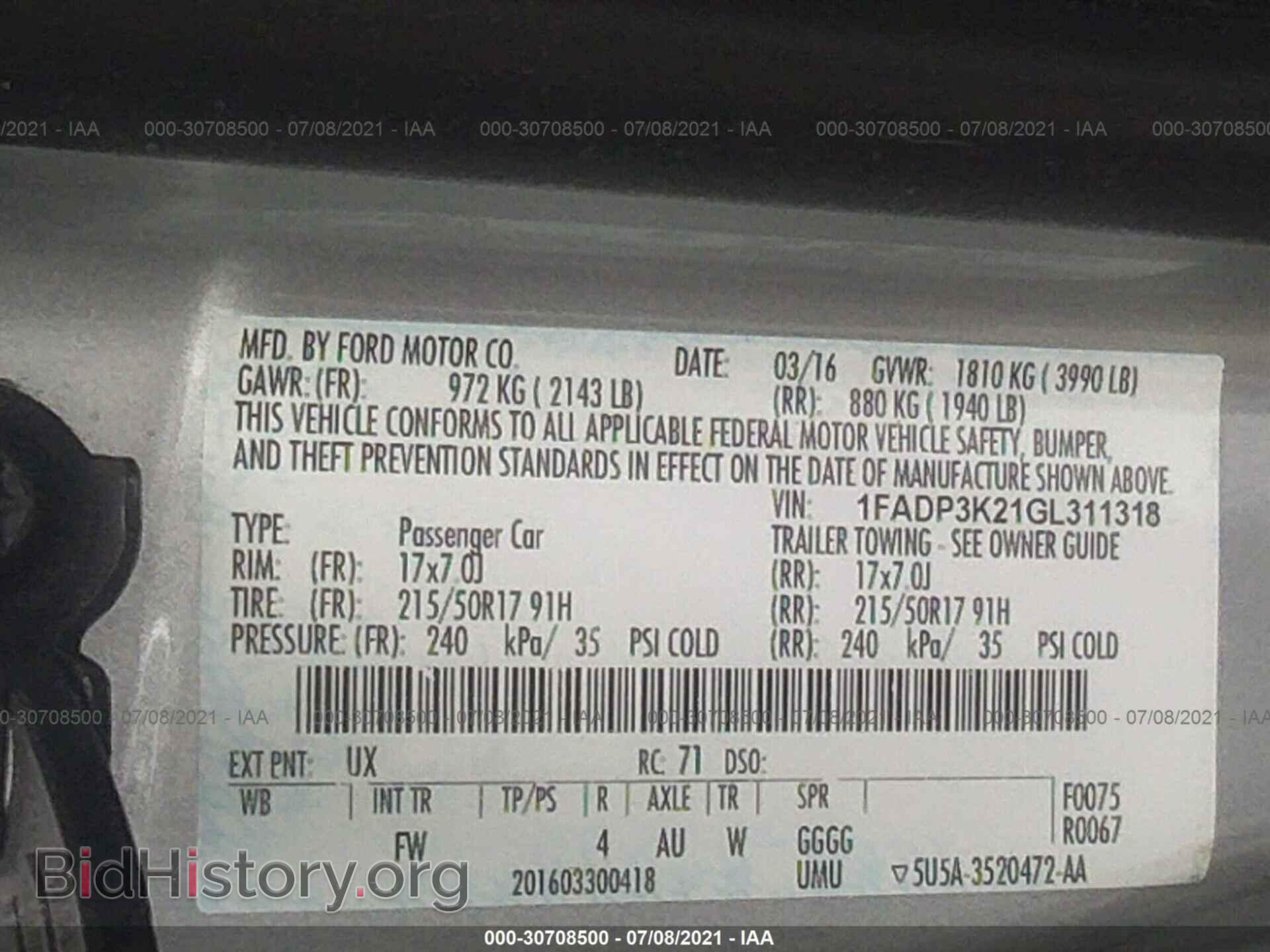 2016 FORD FOCUS - VIN: 1FADP3K21GL311318 - Фото 9