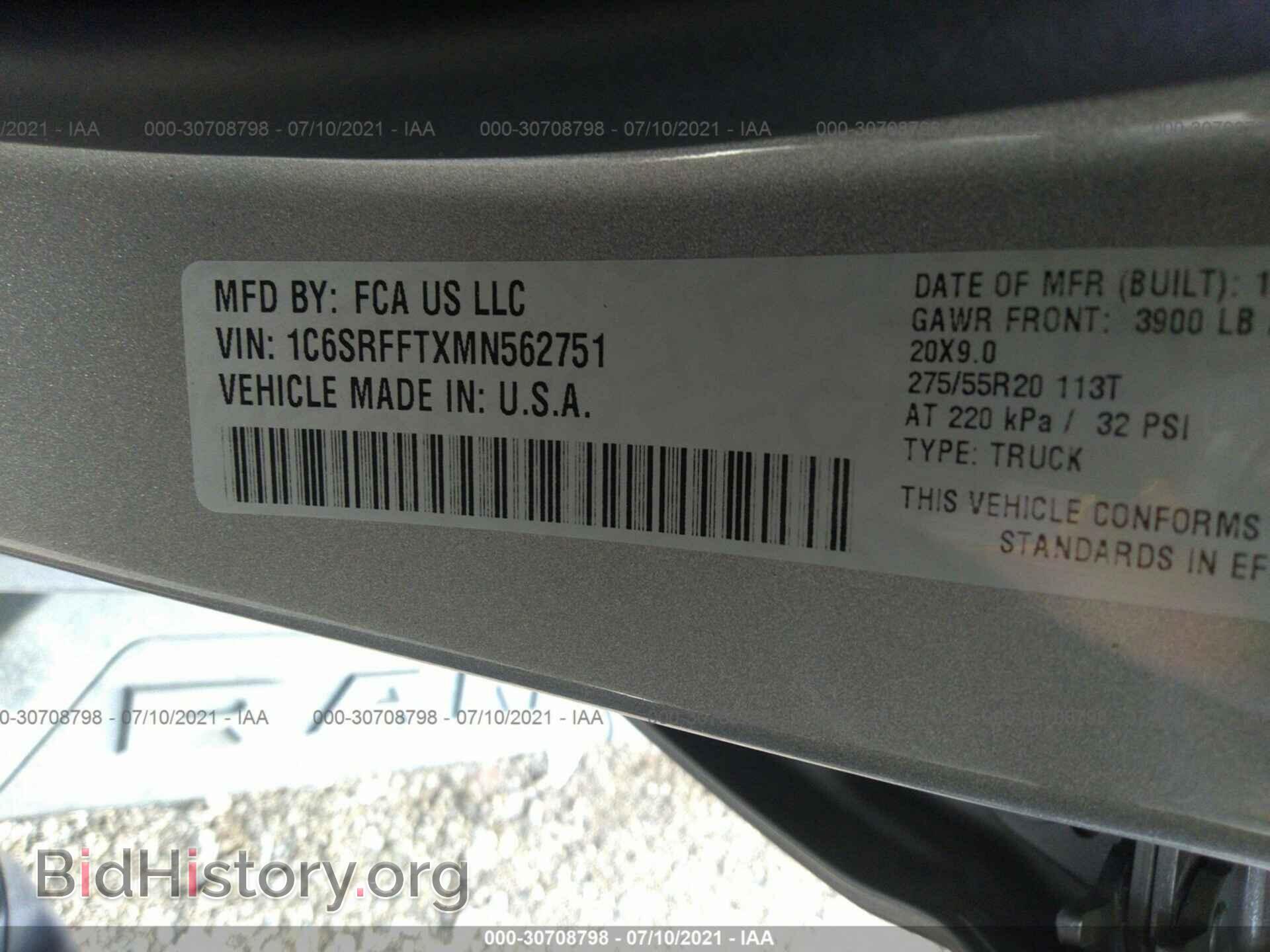 2021 RAM 1500 - VIN: 1C6SRFFTXMN562751 - Photo 9