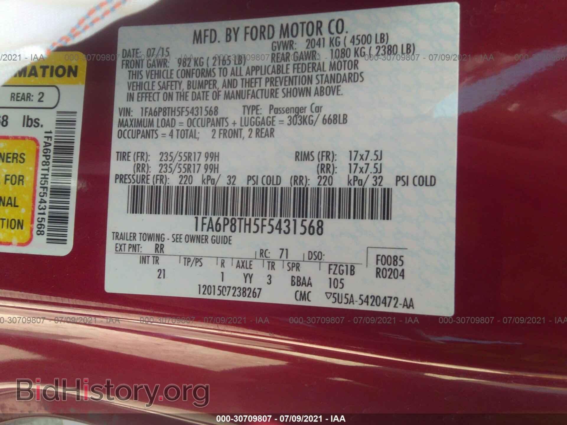 2015 FORD MUSTANG - VIN: 1FA6P8TH5F5431568 - Фото 9