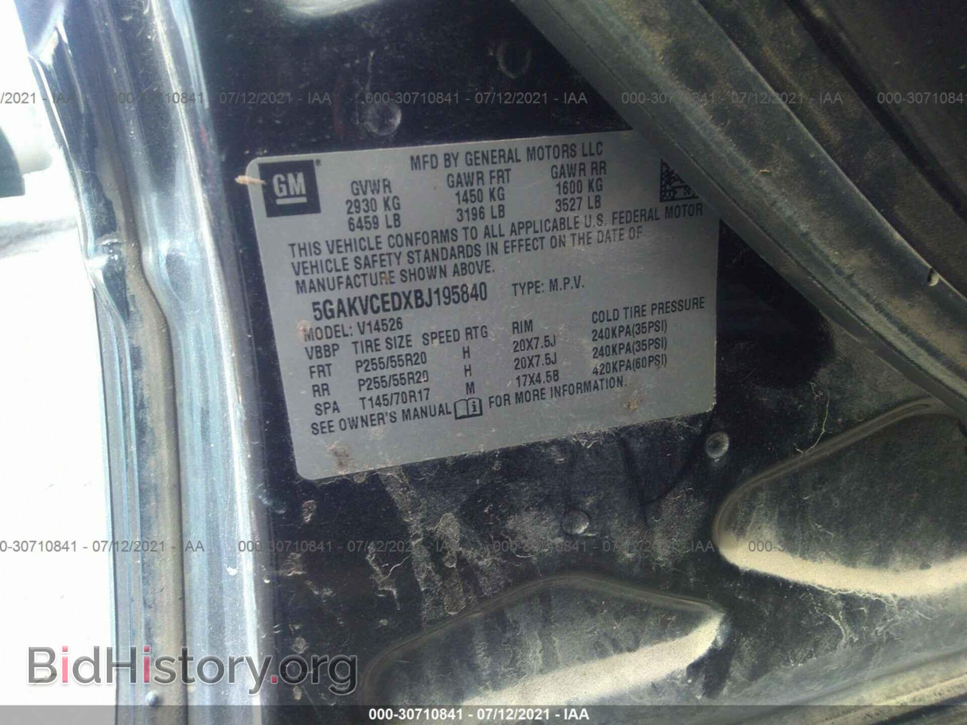 2011 BUICK ENCLAVE - VIN: 5GAKVCEDXBJ195840 - Фото 9