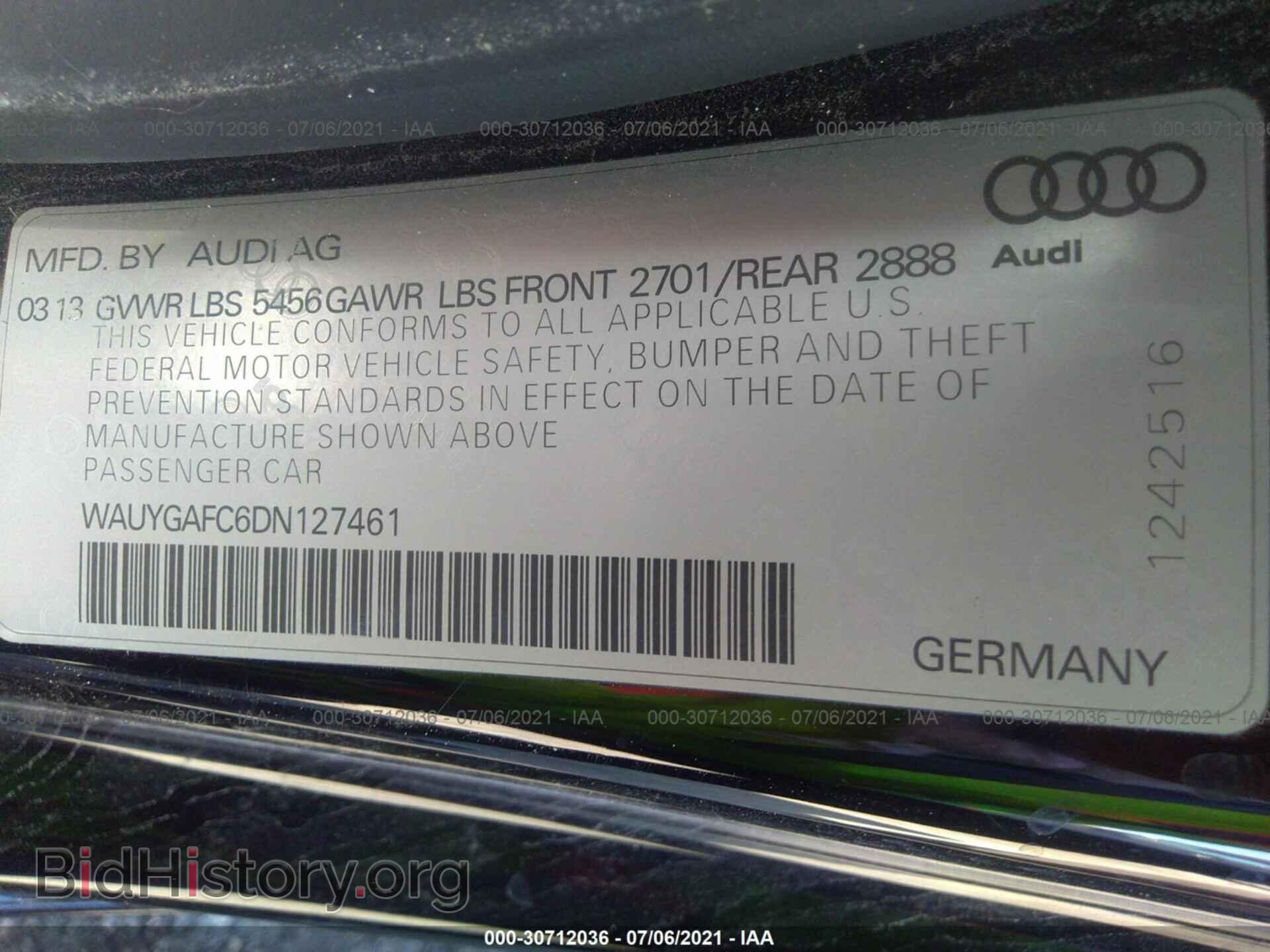 2013 AUDI A7 - VIN: WAUYGAFC6DN127461 - Фото 9