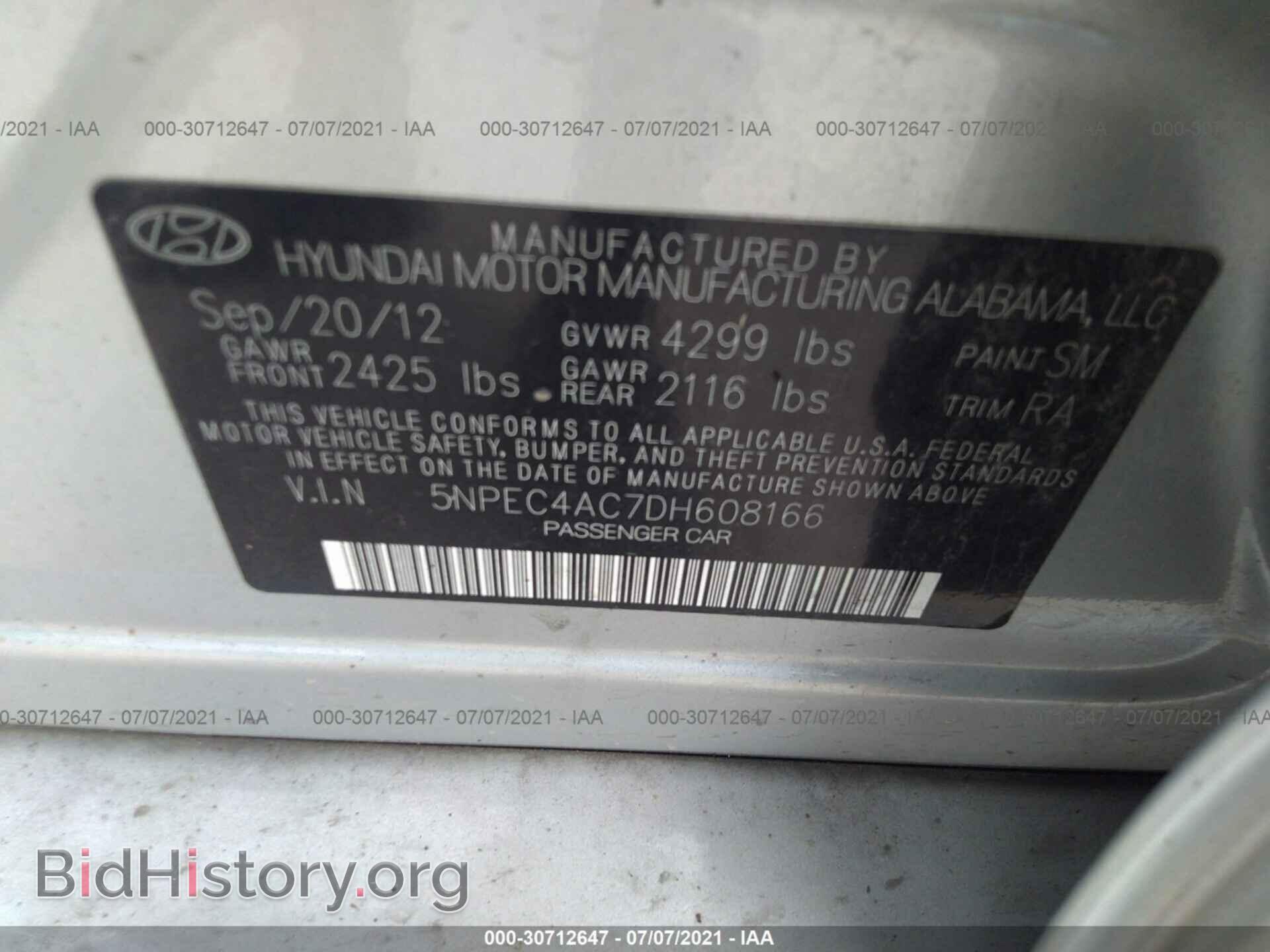 2013 HYUNDAI SONATA - VIN: 5NPEC4AC7DH608166 - Photo 9