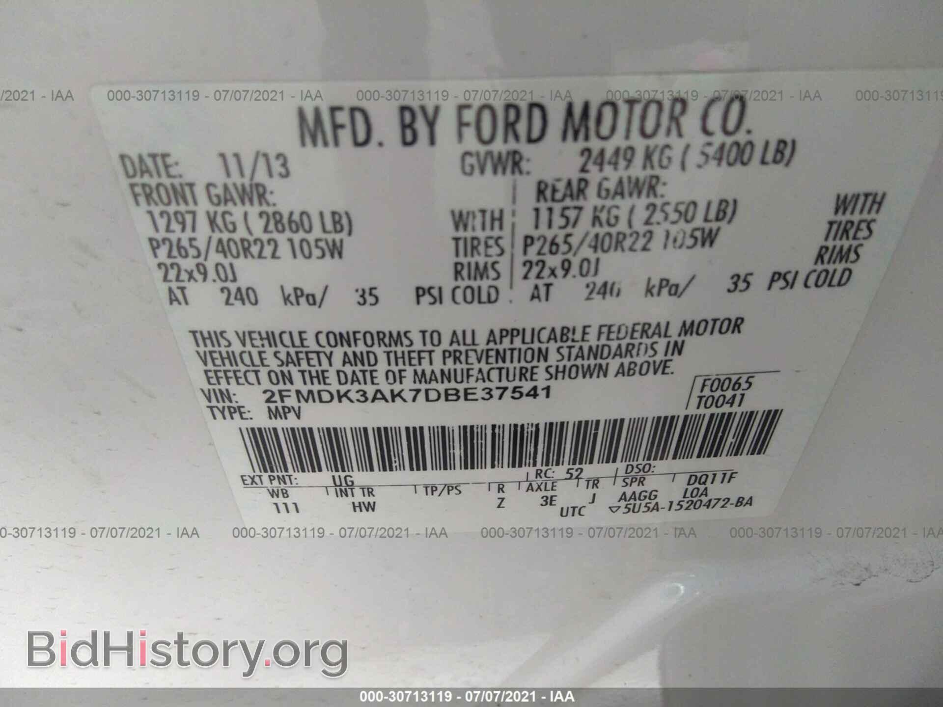2013 FORD EDGE - VIN: 2FMDK3AK7DBE37541 - Photo 9