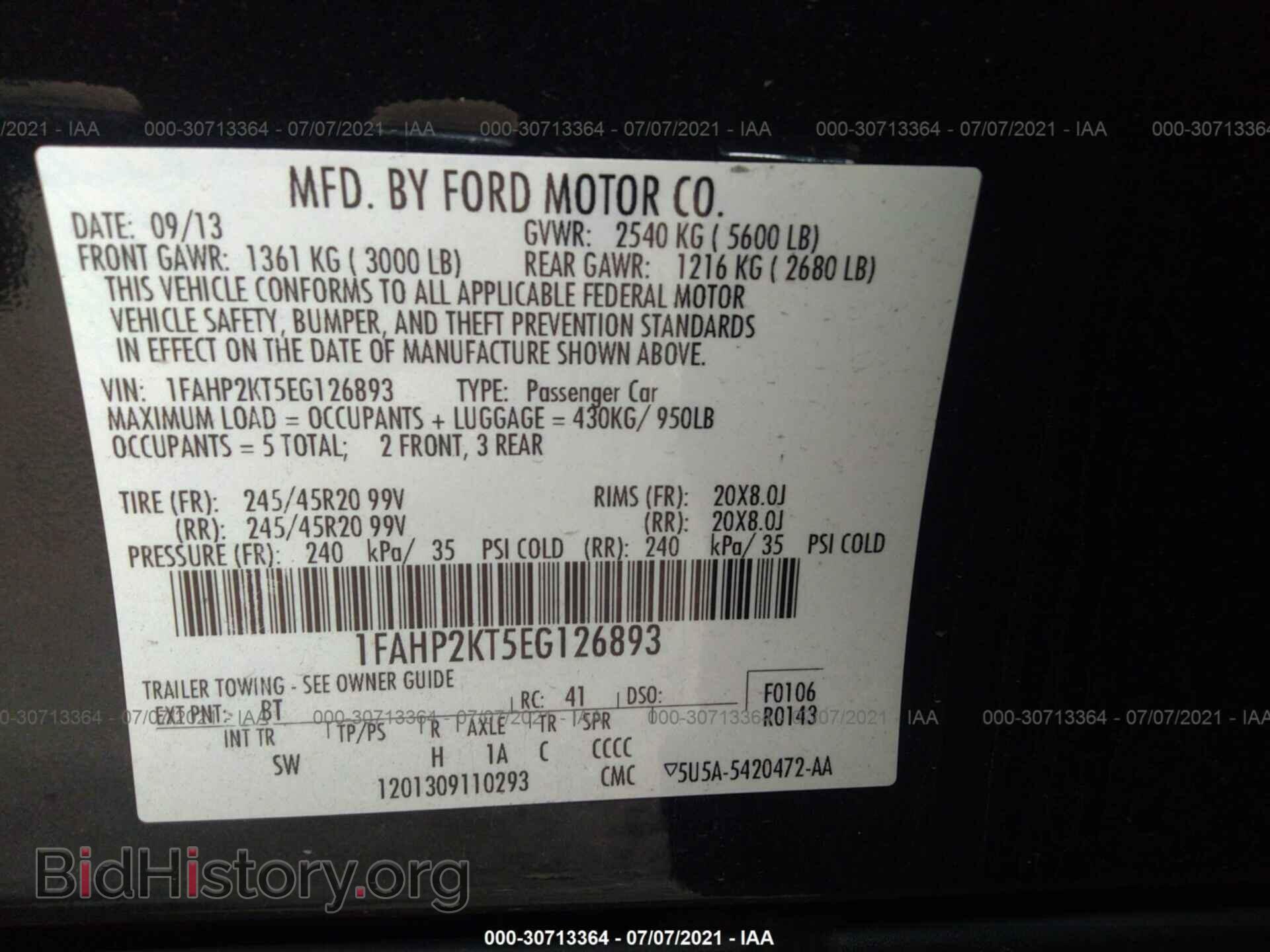 2014 FORD TAURUS - VIN: 1FAHP2KT5EG126893 - Photo 9