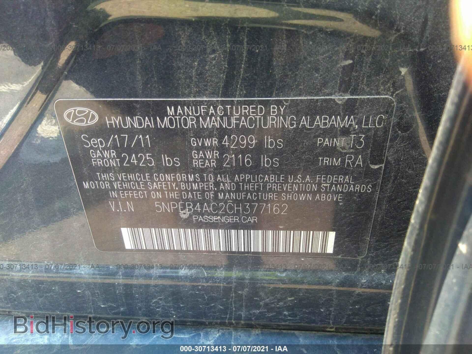 2012 HYUNDAI SONATA - VIN: 5NPEB4AC2CH377162 - Photo 9