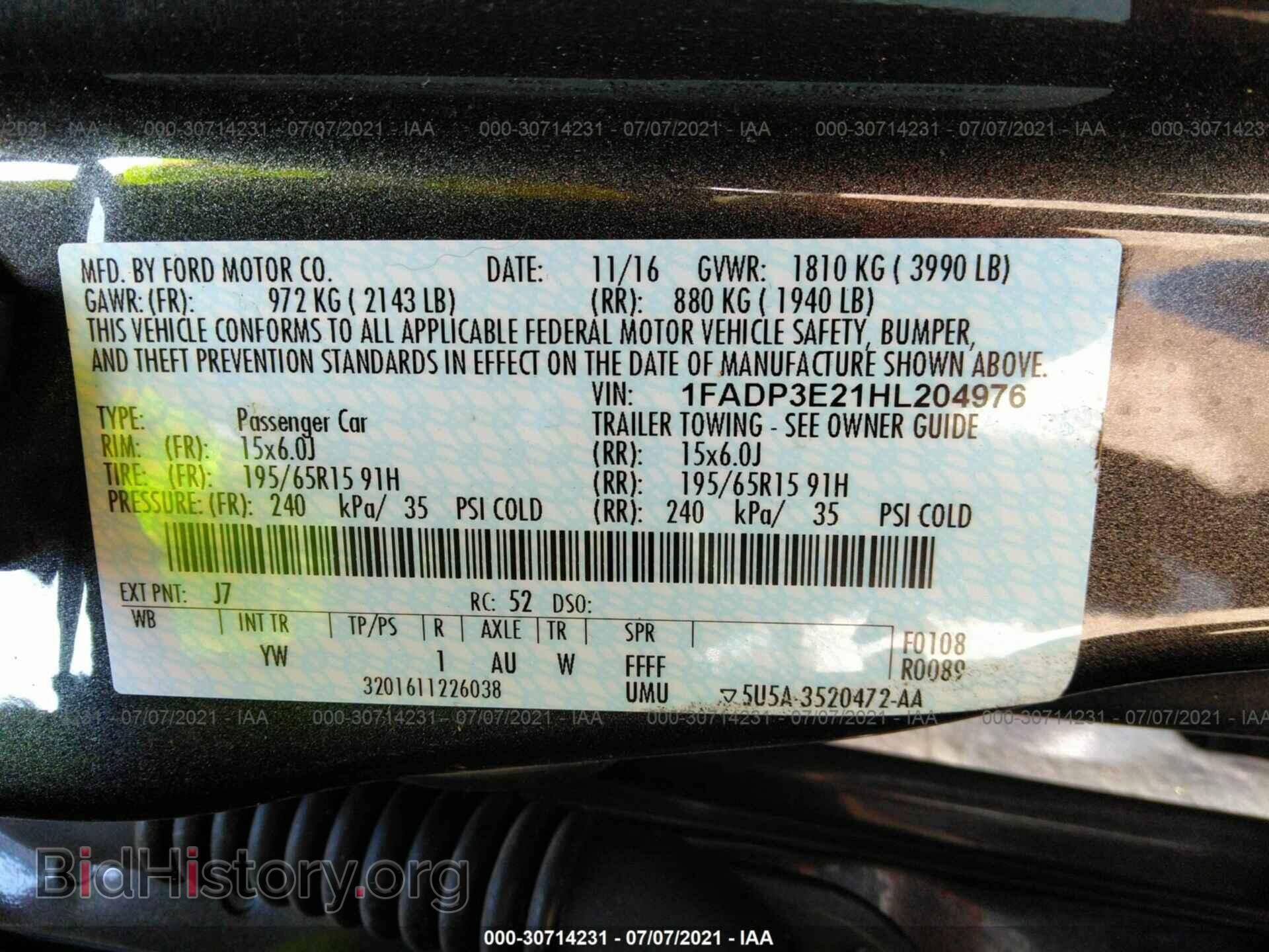2017 FORD FOCUS - VIN: 1FADP3E21HL204976 - Фото 9