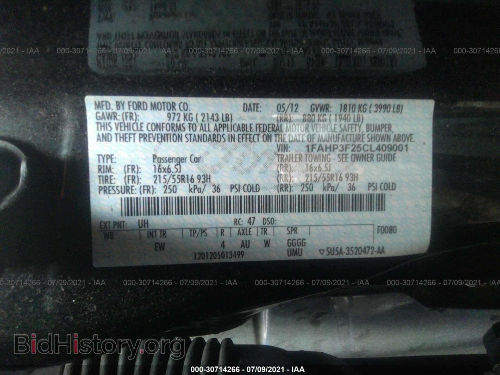 2012 FORD FOCUS - VIN: 1FAHP3F25CL409001 - Фото 9