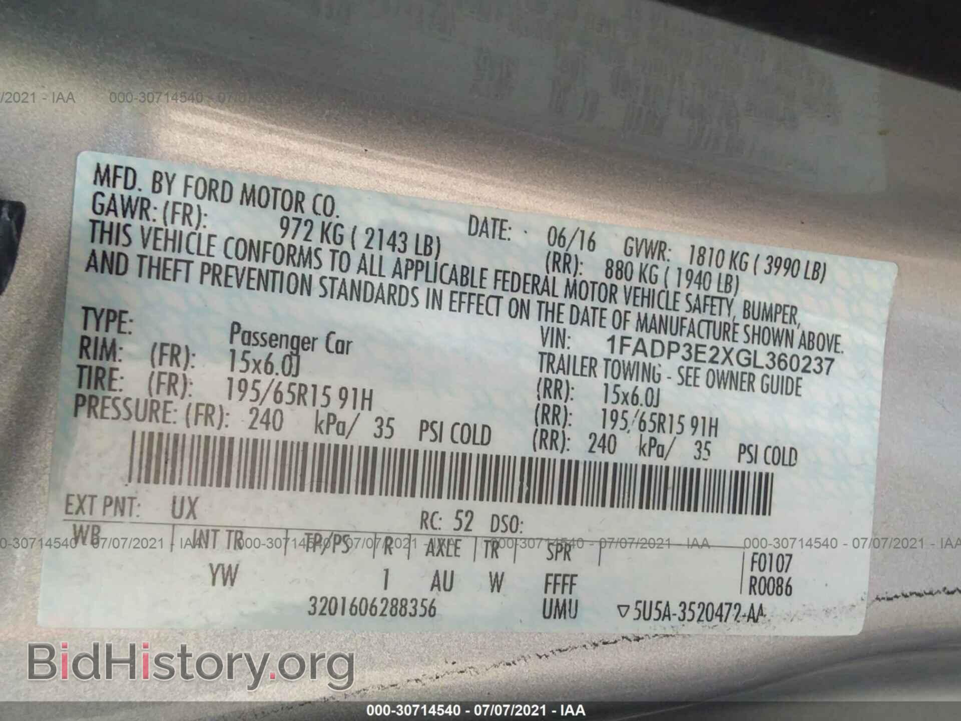 2016 FORD FOCUS - VIN: 1FADP3E2XGL360237 - Фото 9