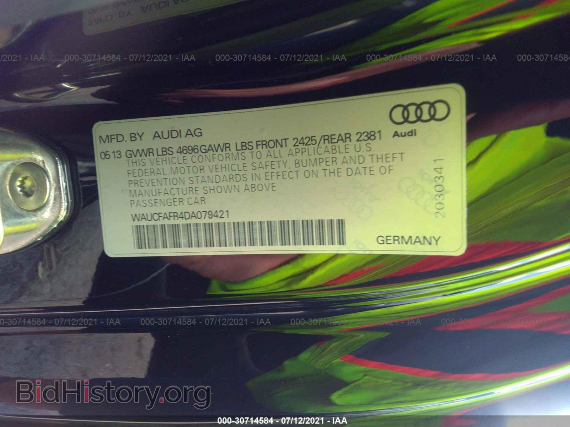 2013 AUDI A5 - VIN: WAUCFAFR4DA079421 - Фото 9