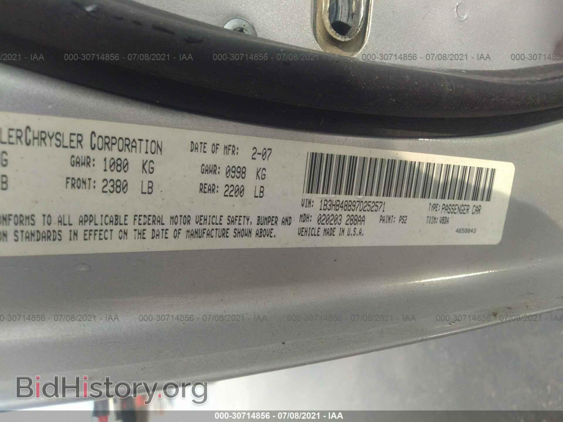 2007 DODGE CALIBER - VIN: 1B3HB48B97D252571 - Photo 9