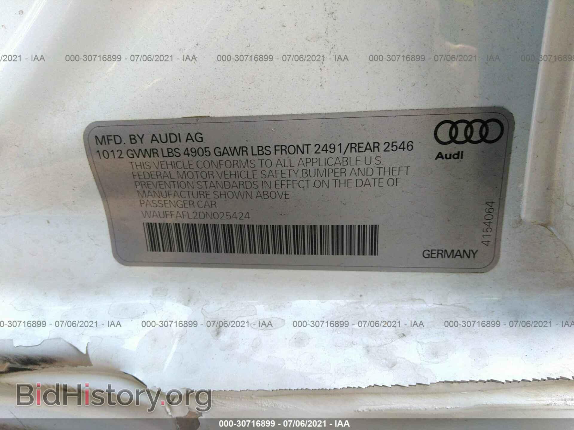 2013 AUDI A4 - VIN: WAUFFAFL2DN025424 - Фото 9