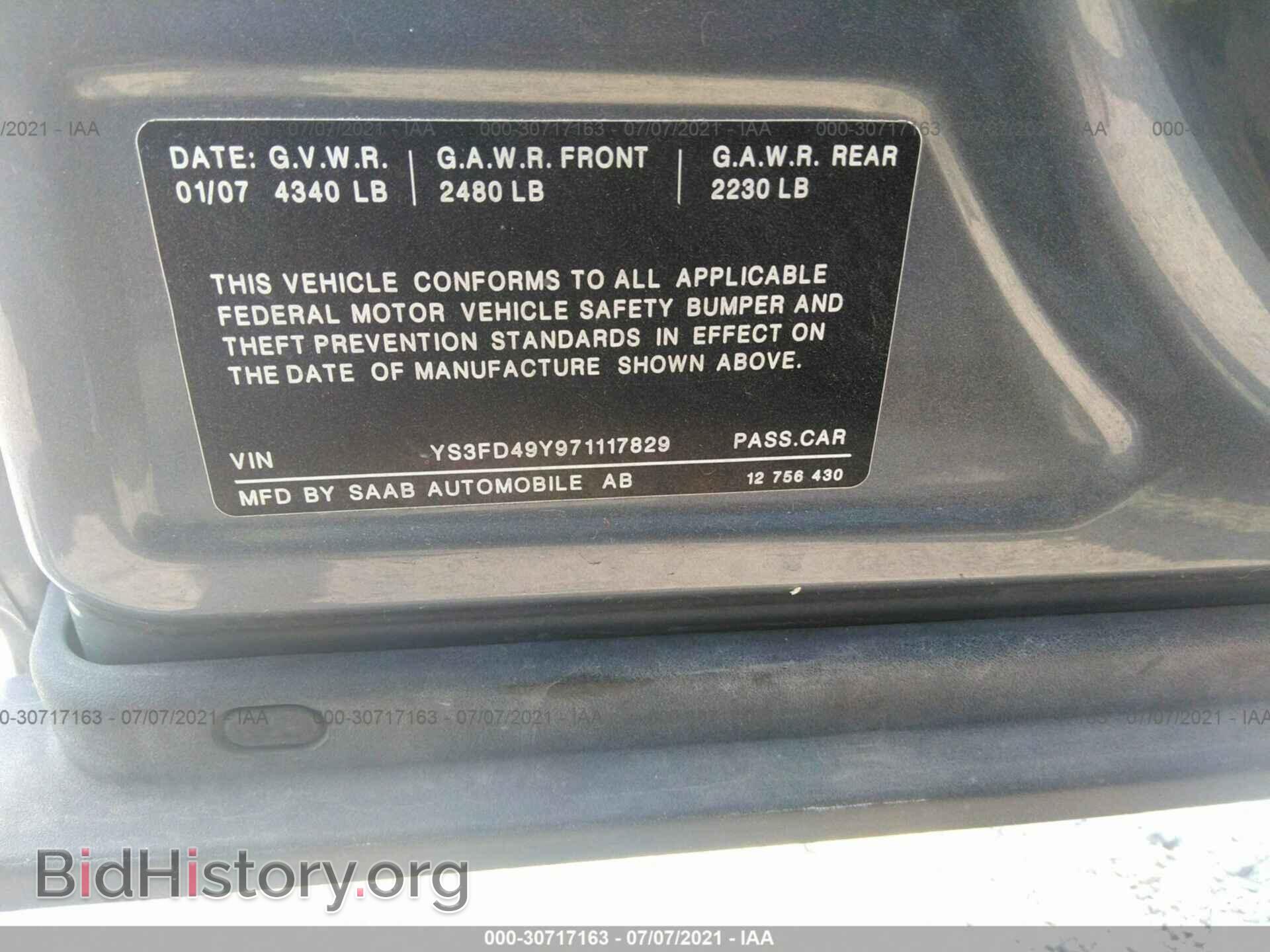 2007 SAAB 9-3 - VIN: YS3FD49Y971117829 - Фото 9