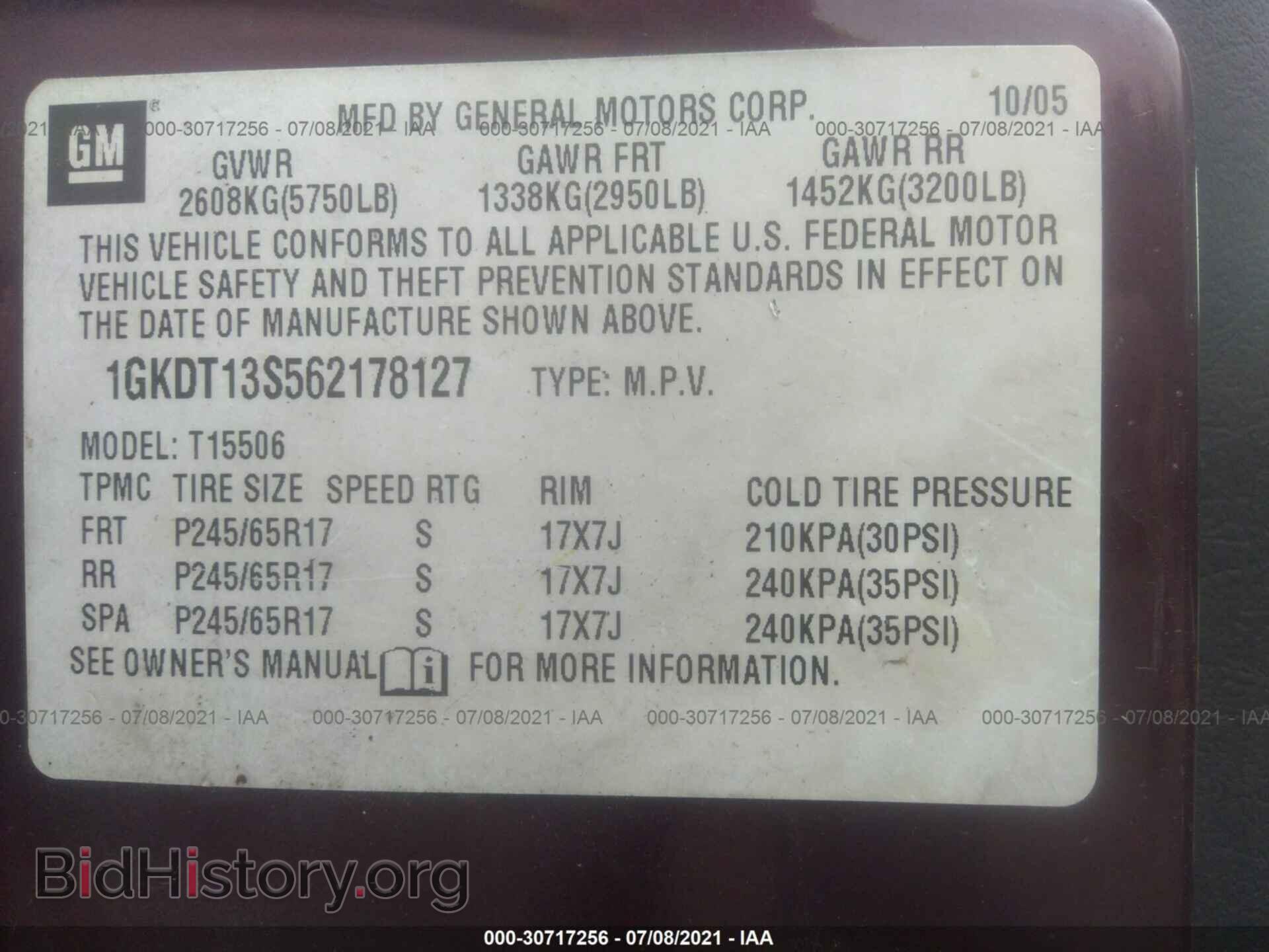 2006 GMC ENVOY - VIN: 1GKDT13S562178127 - Фото 9
