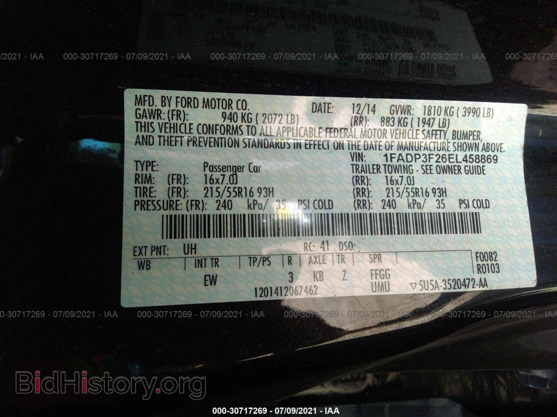 2014 FORD FOCUS - VIN: 1FADP3F26EL458869 - Фото 9