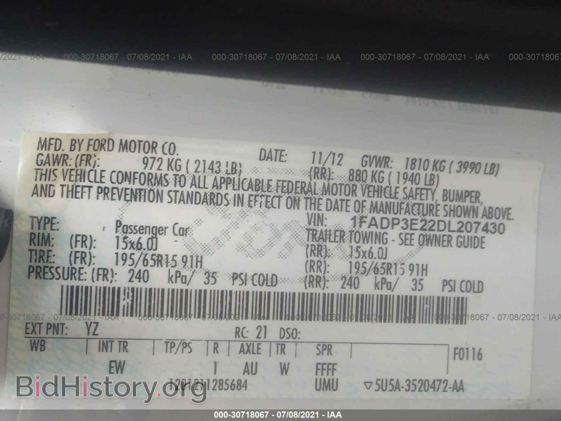 2013 FORD FOCUS - VIN: 1FADP3E22DL207430 - Фото 9